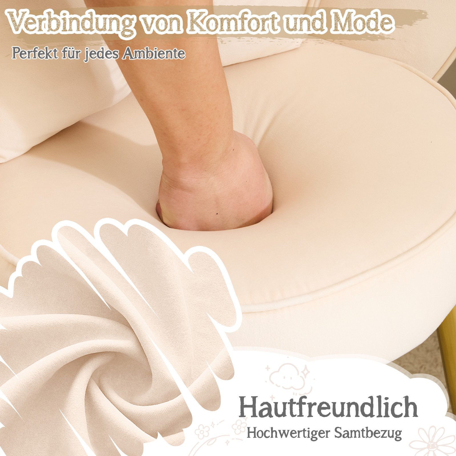 VINGLI Polsterstuhl mit Schleife Zierkissen, Schminktisch Stuhl, Monderne Esszimmerstuhl – Bild 5 von 5