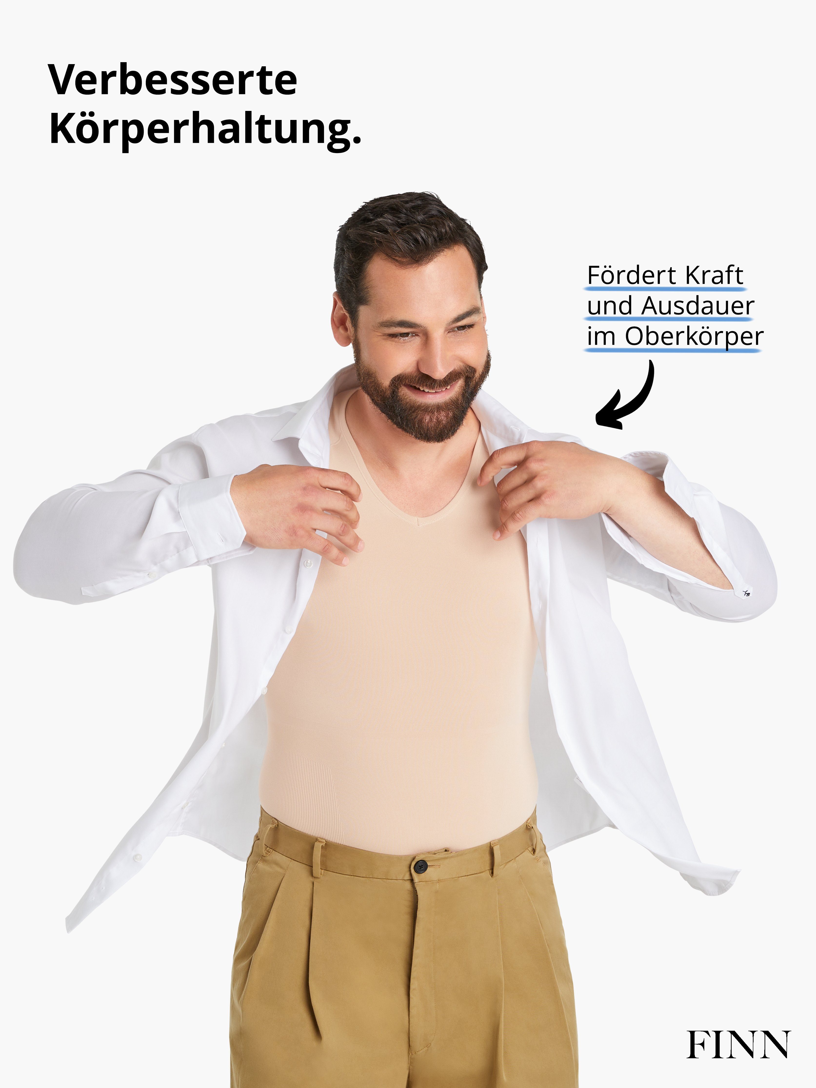 FINN Design Shapinghemd Seamless Nähte Männer für Herren Body-Shaper Light-Beige Kompressions-Unterhemd ohne Starker