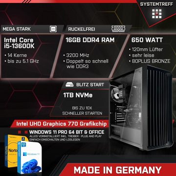 SYSTEMTREFF Business-PC-Komplettsystem (27", Intel Core i5 13600K, UHD Graphics 770, 16 GB RAM, 1000 GB SSD, Windows 11, WLAN)