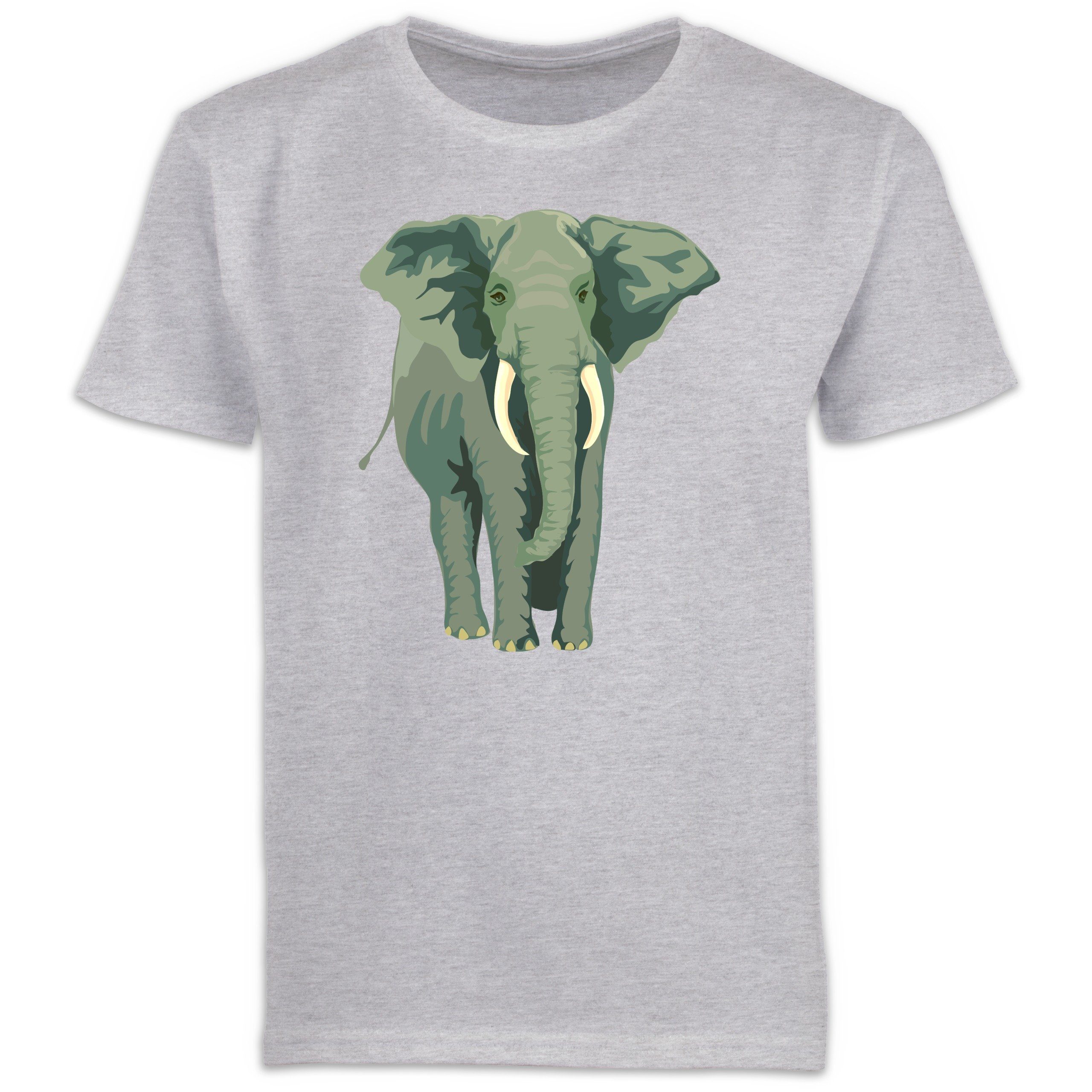 Shirtracer T-Shirt Elefant - Tiermotiv Animal Print - Jungen Kinder T-Shirt  Animalprint Pferd Katze Delfin