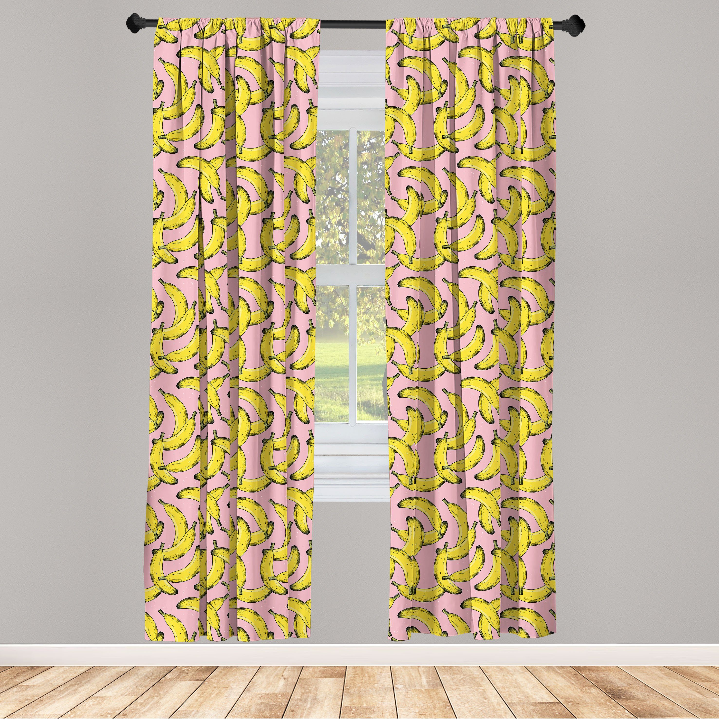 Gardine Vorhang Banane für Pop-Muster Fruit Abakuhaus, Fun Schlafzimmer Wohnzimmer Microfaser, Dekor