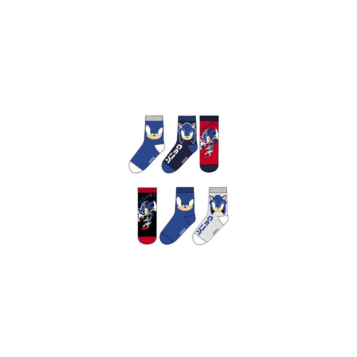 Sonic Socken Sonic the Hedgehog Kindersocken SNXHW0670 23/26– 3er Pack