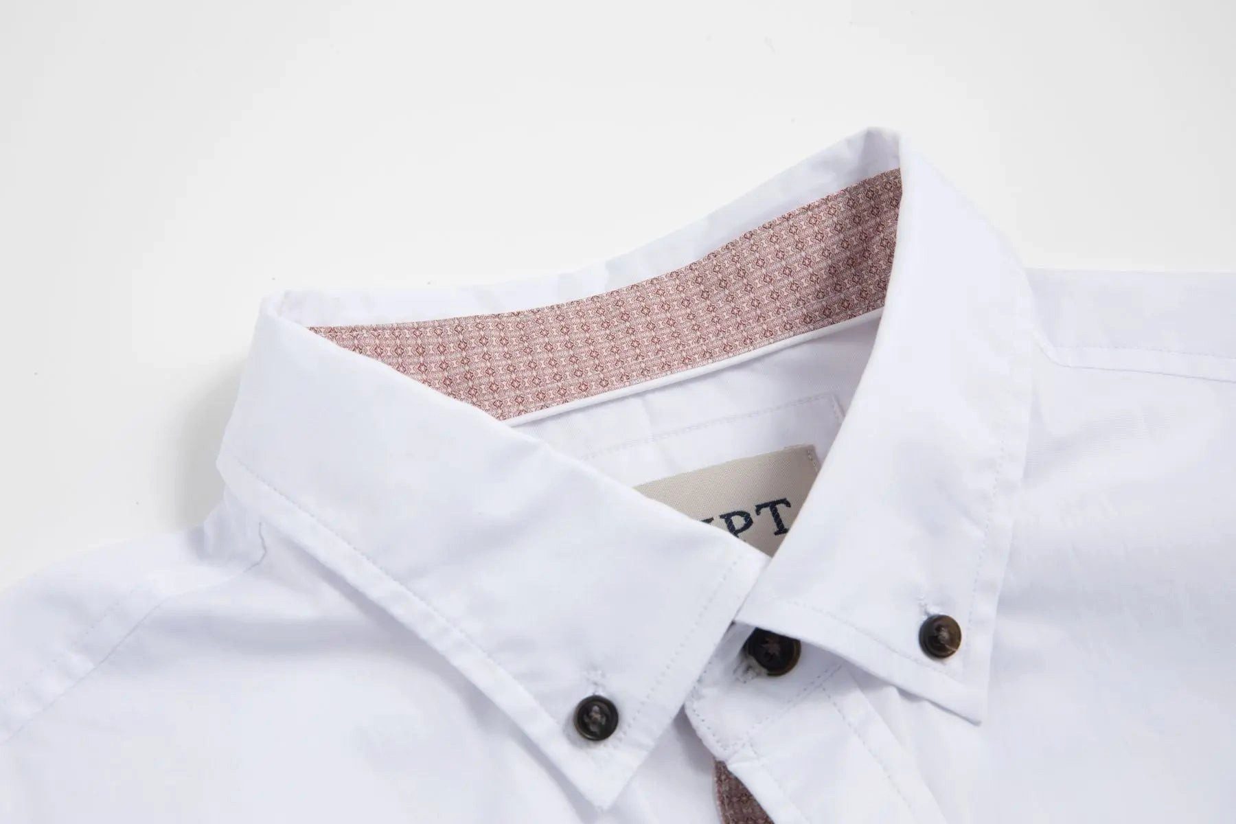 Haupt Langarmhemd Haupt Modern Fit Langarm Herrenhemd White mit Kontrast Print in Red