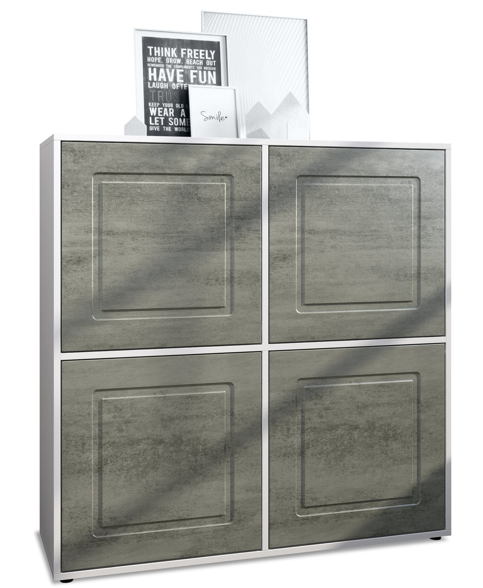 Möbelhandel Klipenstein Highboard NOAH V2, Kommode Schrank Landhaus, Korpus Weiß matt