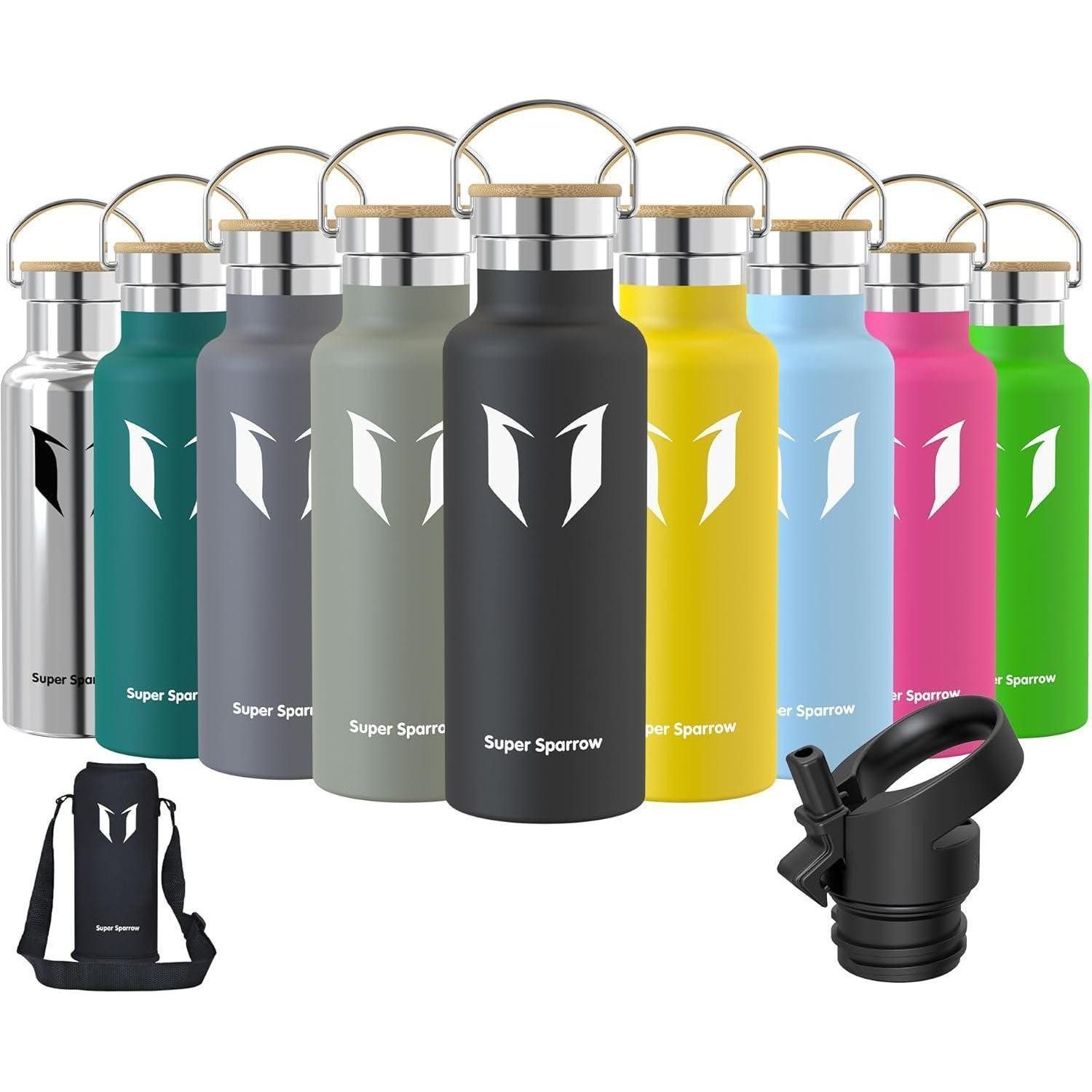 LuxusKollektion Thermoflasche Trinkflasche Edelstahl Auslaufsicher BPAfrei 500 ml Schwarz