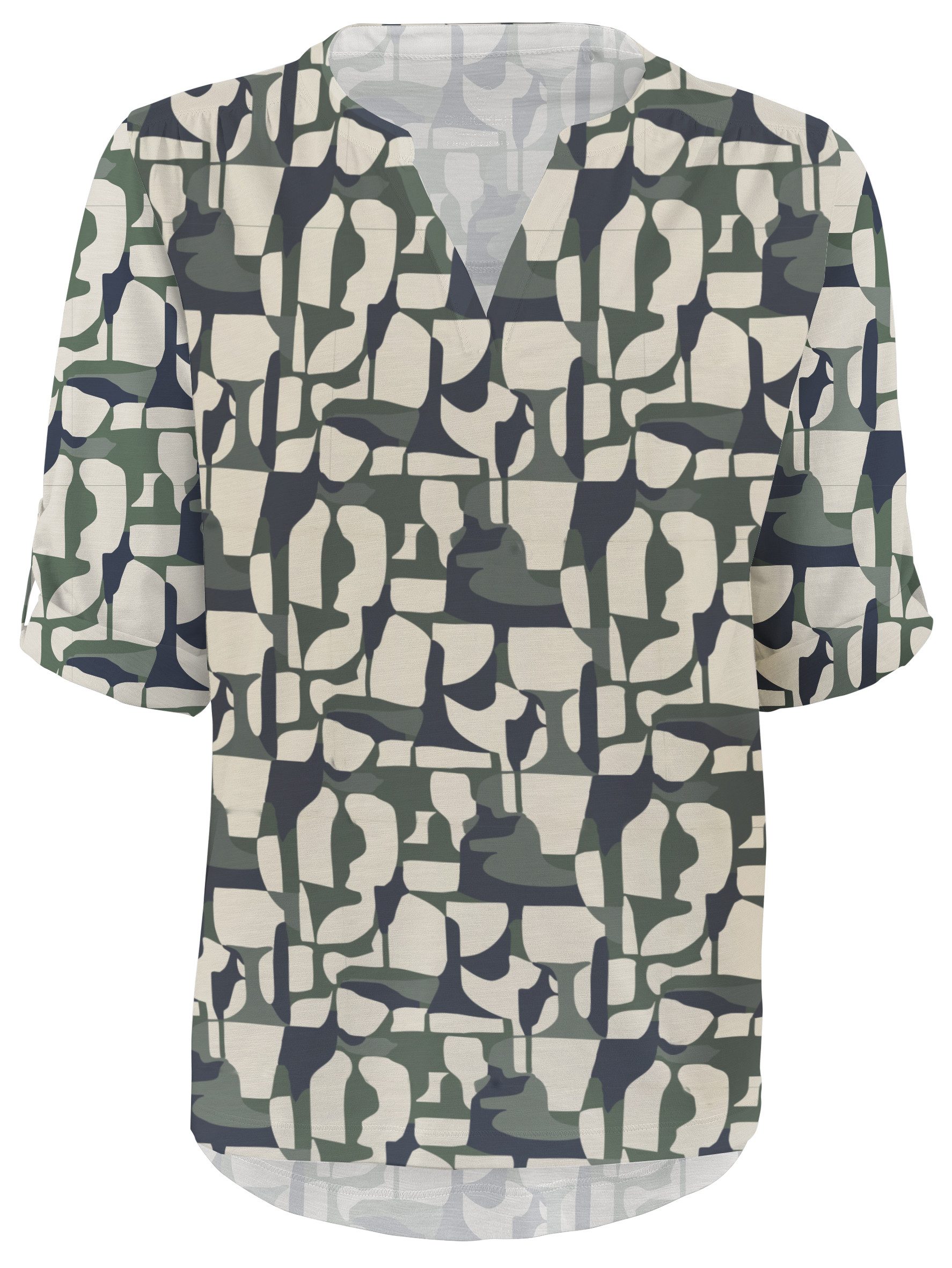 STOOKER WOMEN 3/4-Arm-Shirt MARIE Print Shirt Bluse 3/4-Arm Regular Fit Shirt Bluse Baumwolle Shirt Knopfleiste für Damen