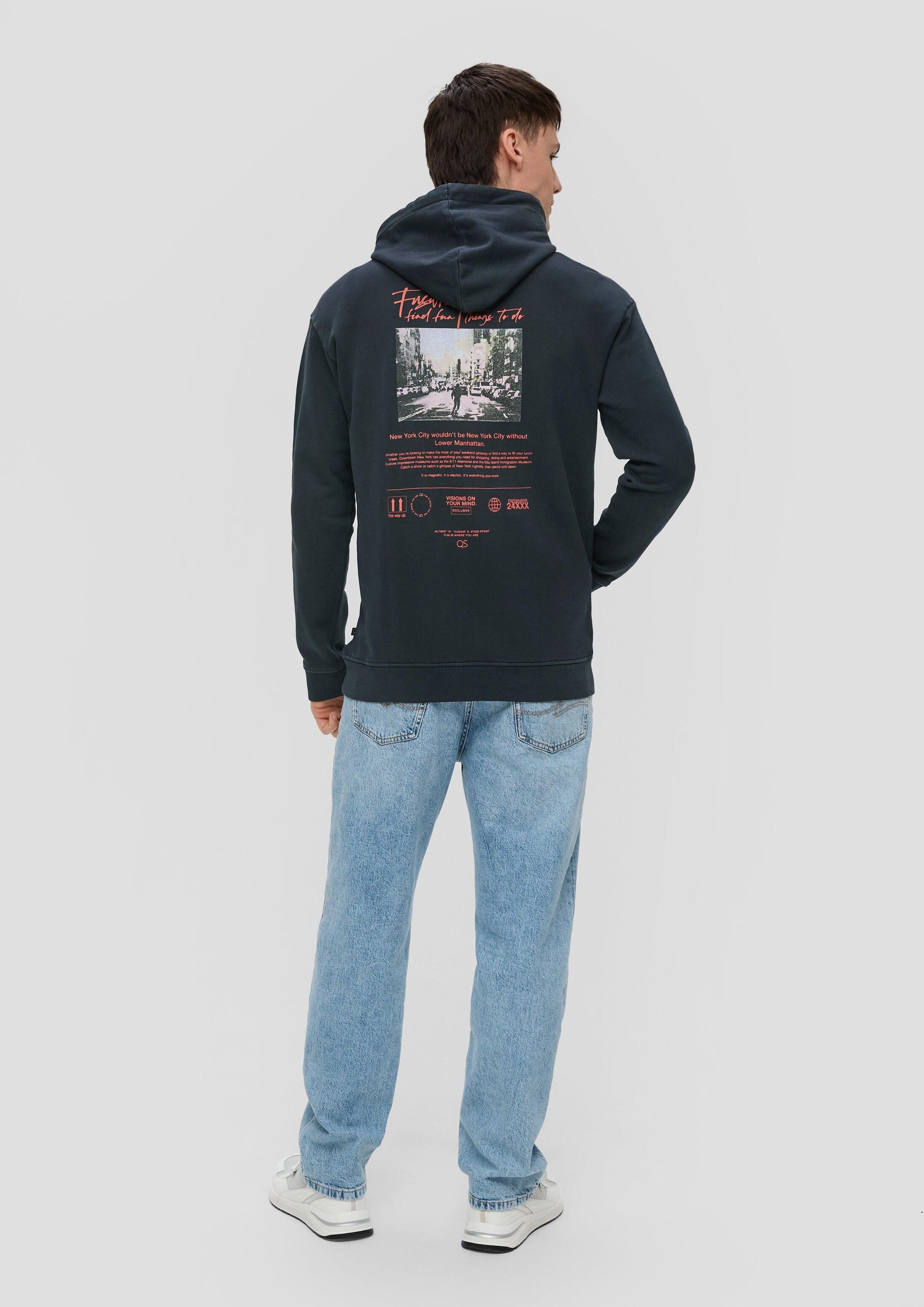 QS Sweatshirt Sweatshirt Hoodie mit Rückenprint
