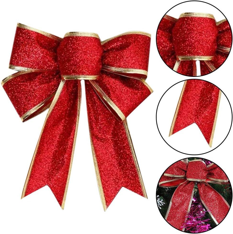 Coonoor Weihnachtsbaumschleife Glitzernde Weihnachts-Schleifenband, 18x23 cm (10-tlg), für Weihnachtsbaum, Geschenke & Party-Deko