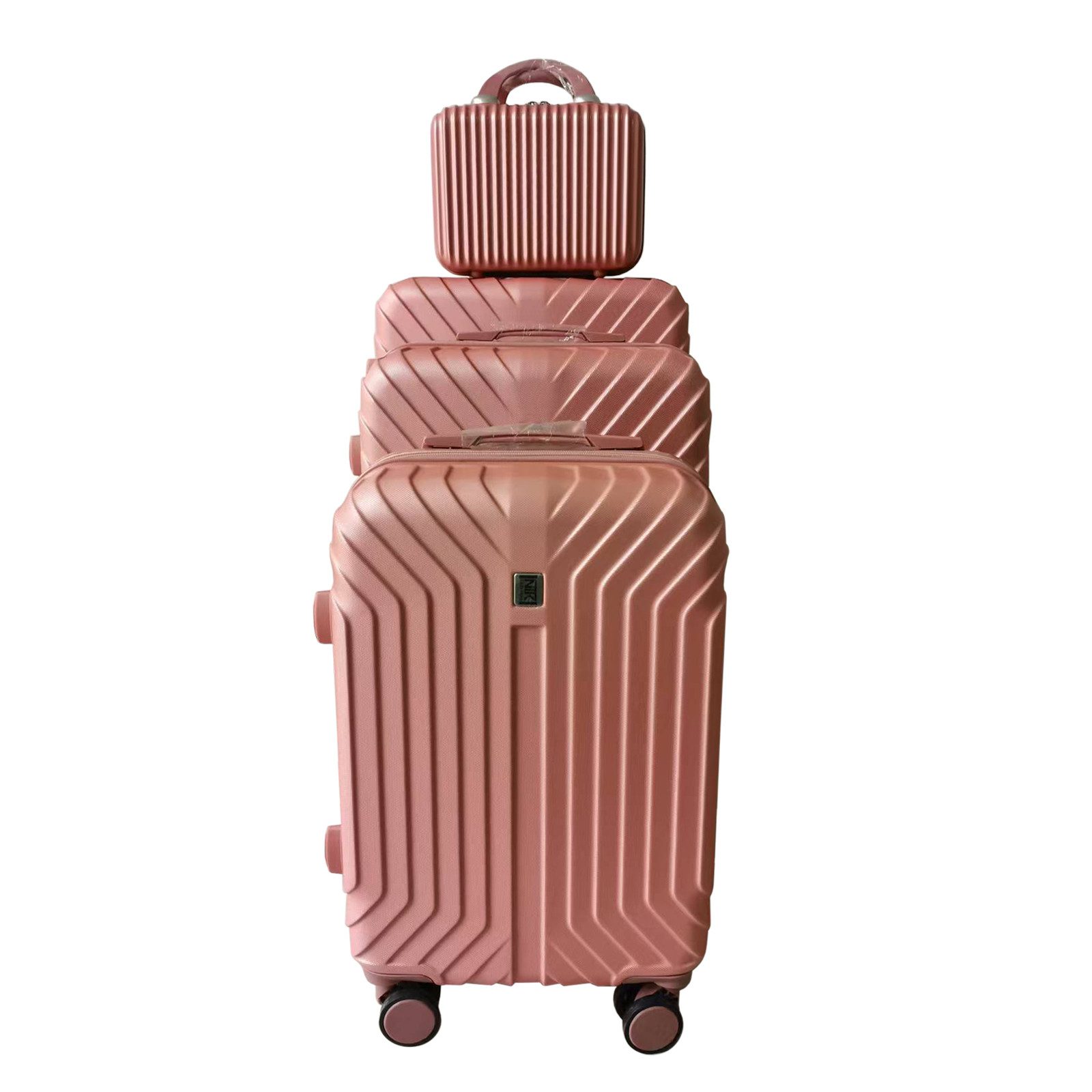 NTK-Collection Hartschalen-Trolley Hartschalenkoffer 4er-Set Mabell Rosegold, 4 Rollen, Reisegepäck Trolley