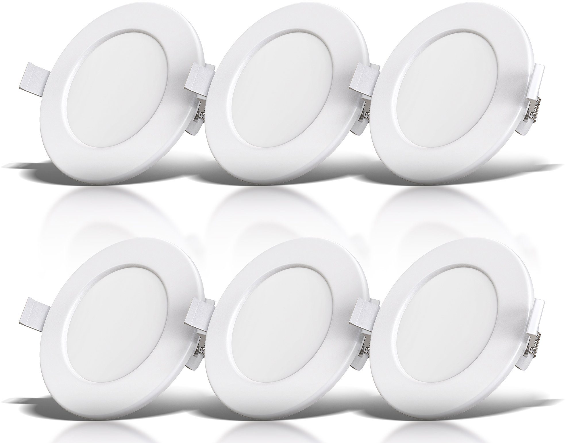 LED Einbauleuchte 6er Set Bad Einbaustrahler, IP44 geschützt, flache Einbauspots