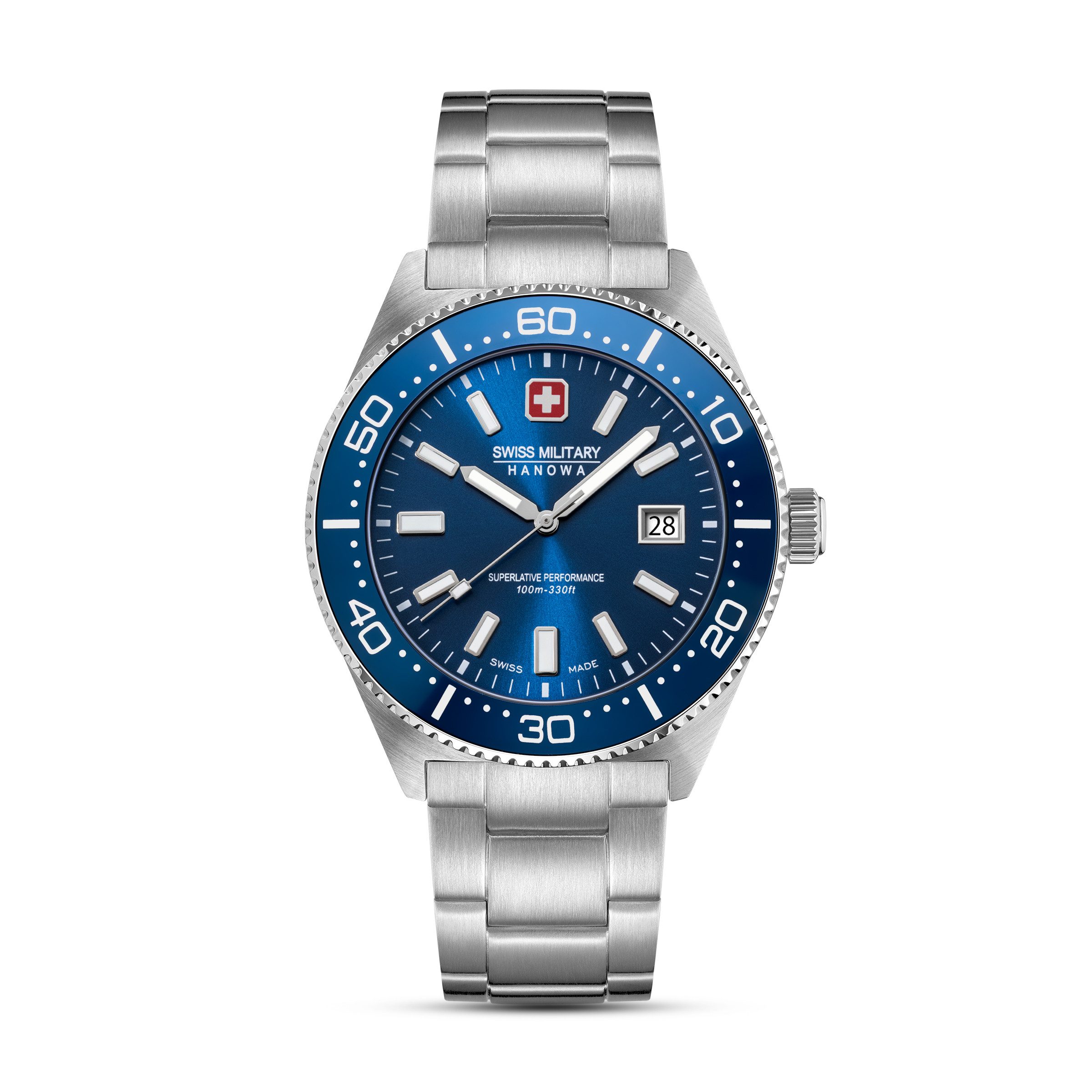 Swiss Military Hanowa Quarzuhr Nomad SMWGH0004904, Armbanduhr, Herrenuhr, Swiss Made, Edelstahlarmband, analog, Tag