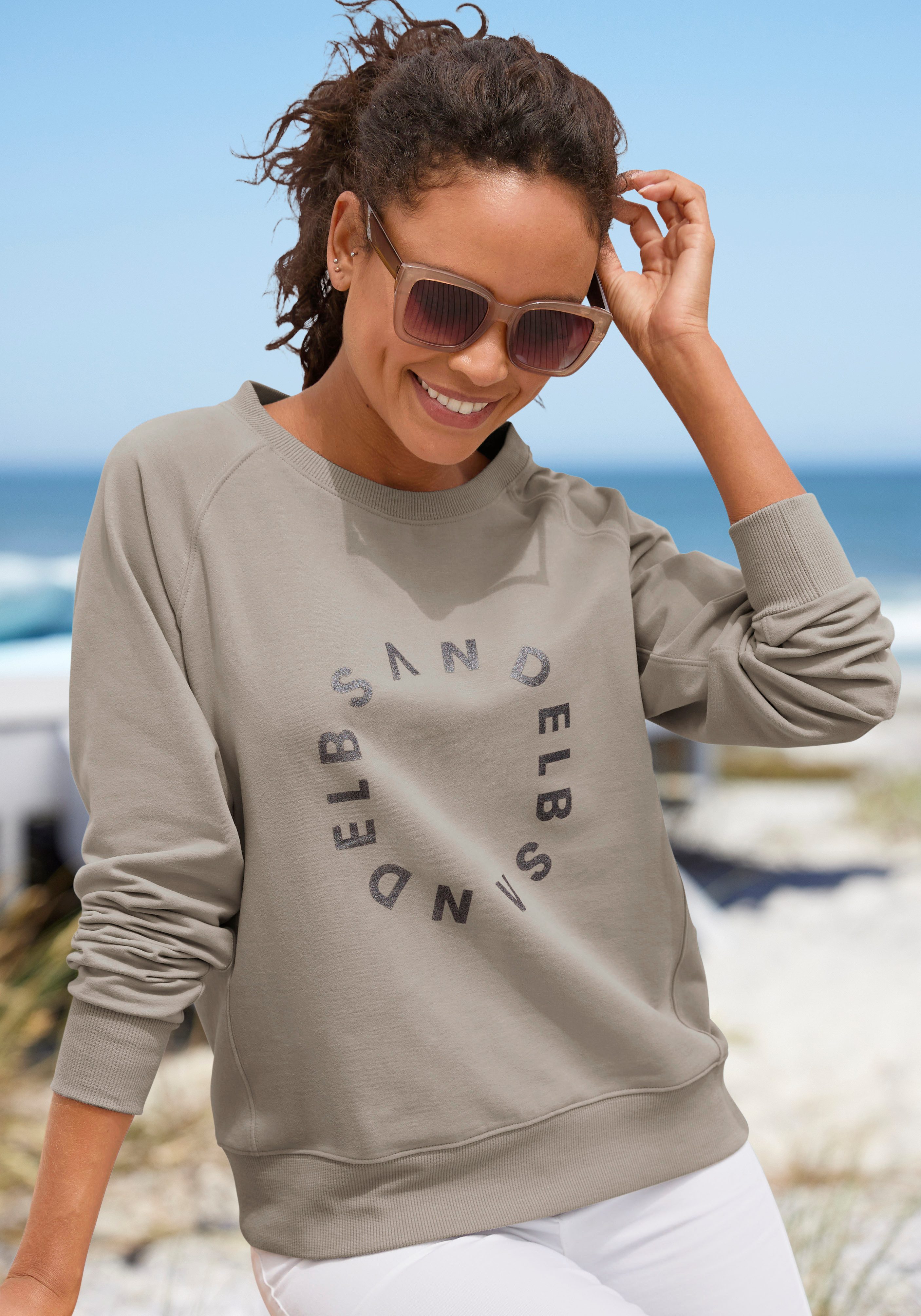 Elbsand Sweatshirt Zaara mit Frontprint, Rundhalsausschnitt, Printpullover, casual-sportlich
