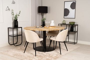 ebuy24 Essgruppe Cirebon140 Essgruppe Esstisch Teak und 4 Velvet Es, (5-tlg)