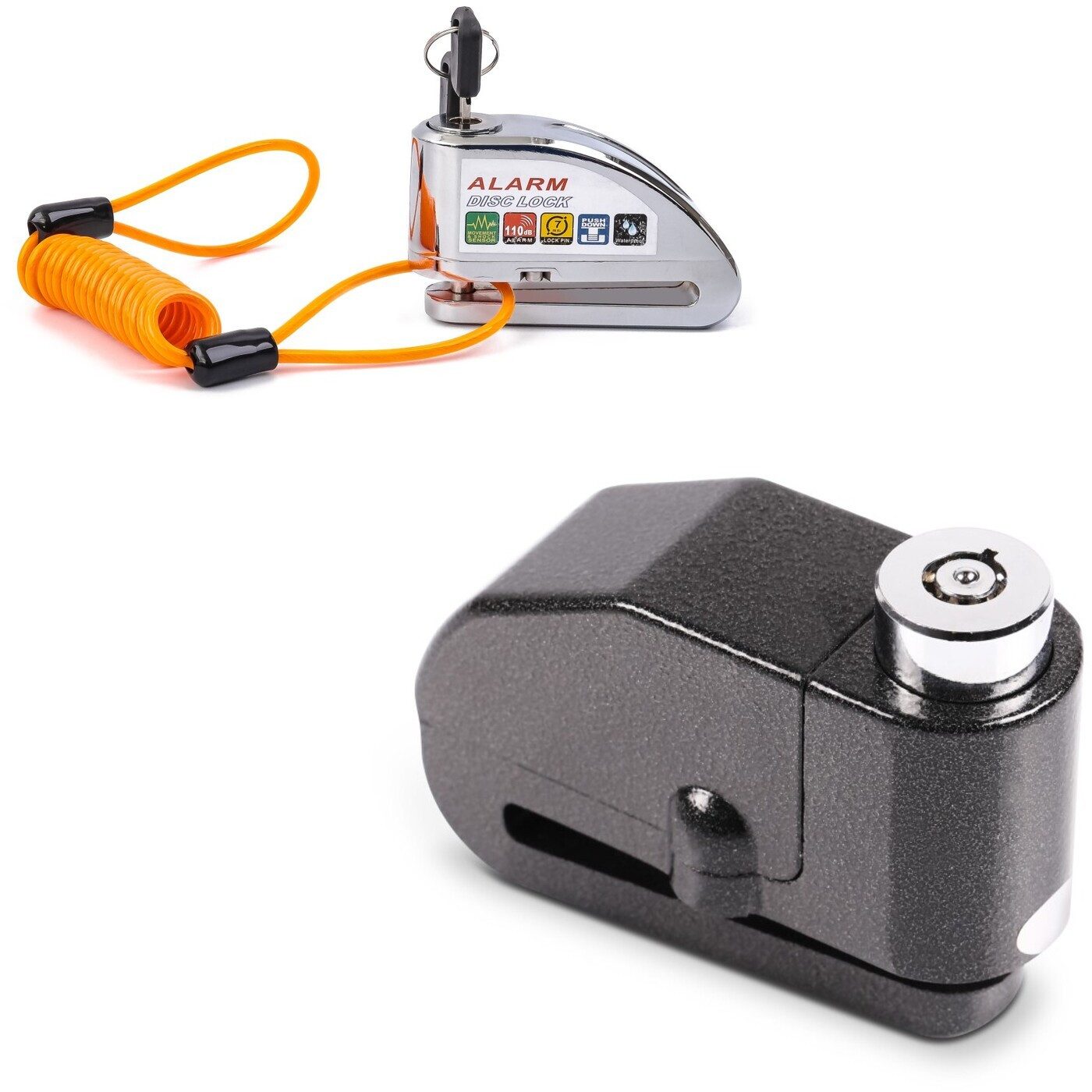 Sitzbank Set: Bremssscheibenschloss mit Erinnerungskabel 110dB + Bremsscheibens