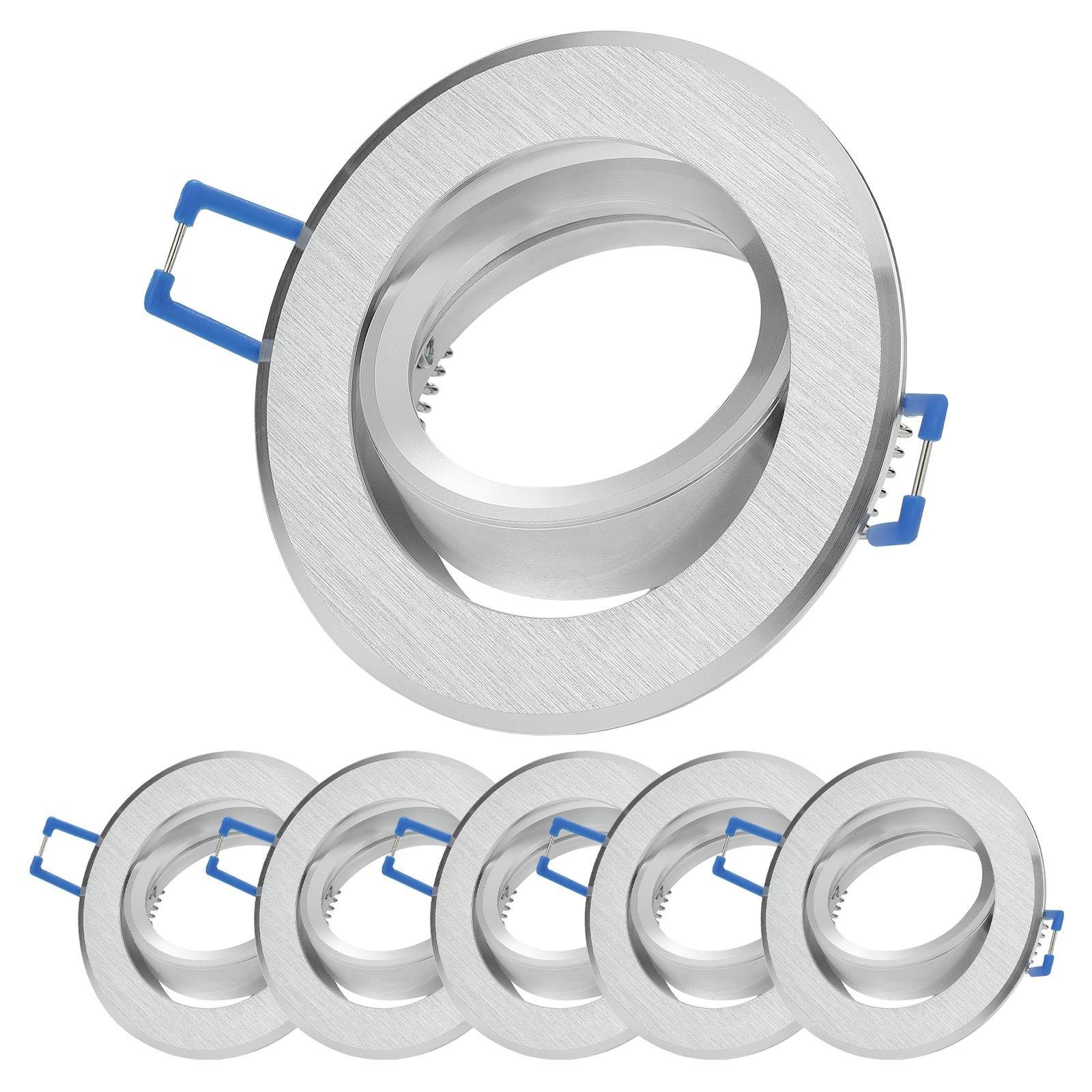 Sweet LED Deckenspot 6er Set GU10 Aluminium Einbauspots schwenkbar silber-gebürstet, ohne Leuchtmittel, Einbaustrahler, Deckenlampe, Einbaurahmen
