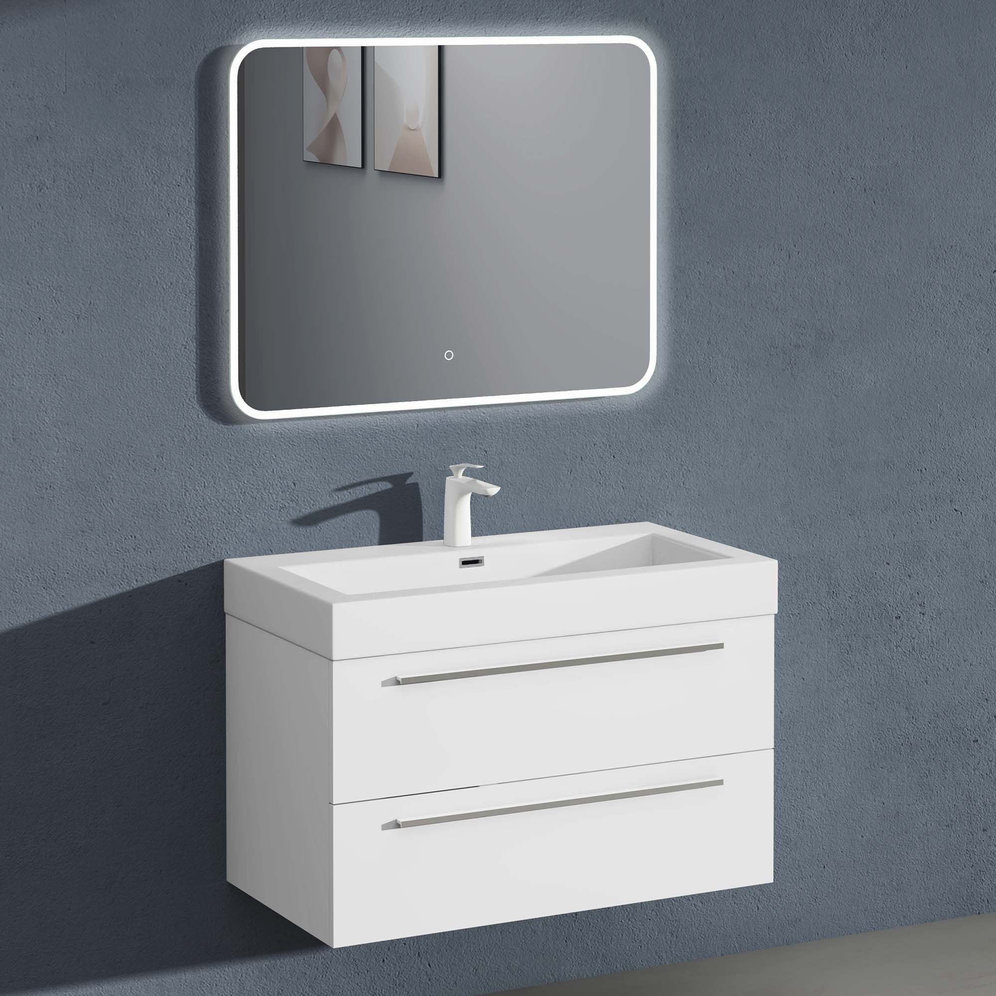 doporro Badezimmer-Set Badmöbel-Set Quadratto Waschbeckenunterschrank Wasch günstig online kaufen