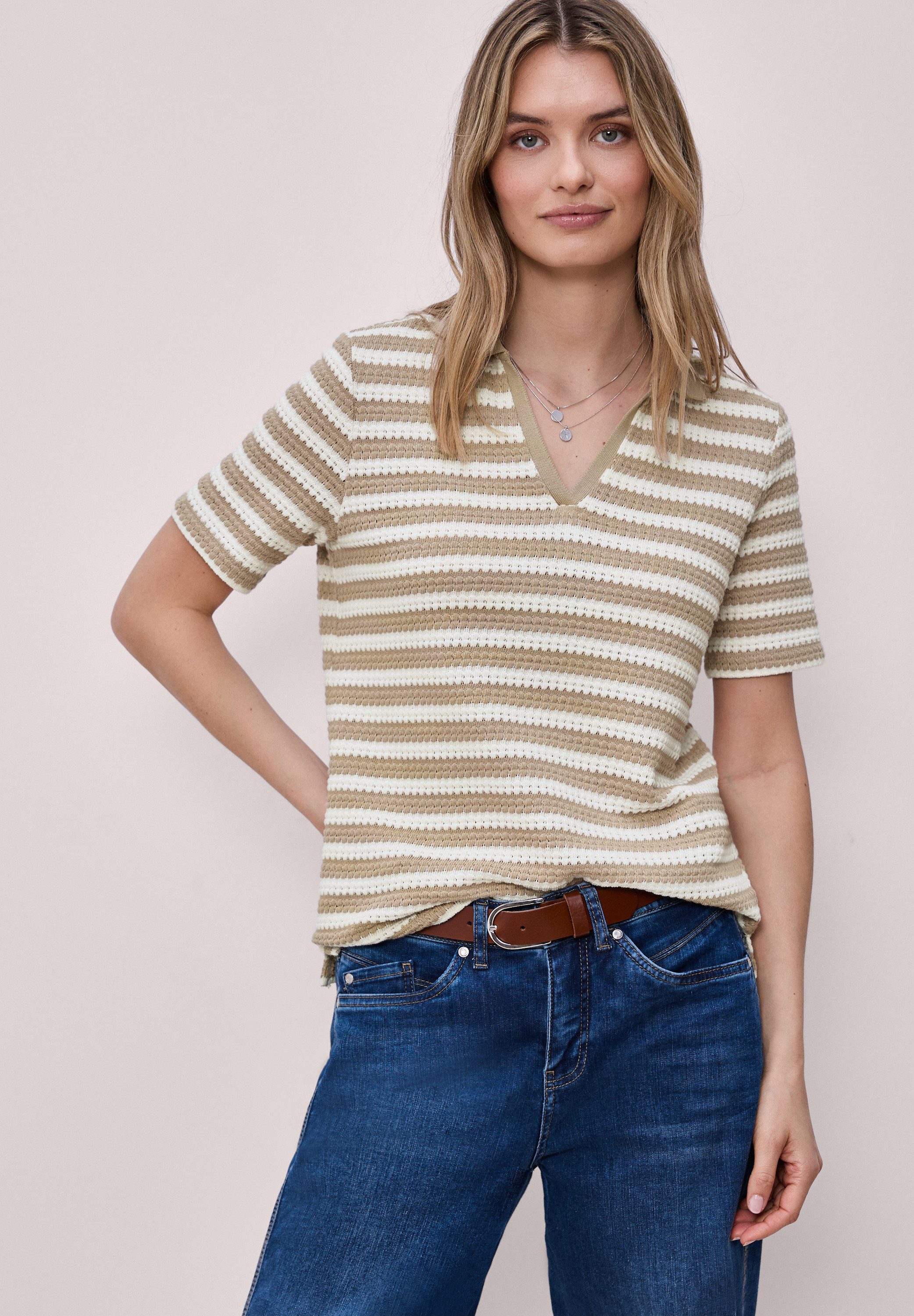 STREET ONE Poloshirt mit Strick-Struktur günstig online kaufen
