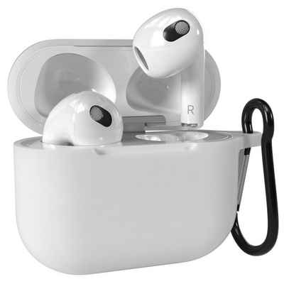 EAZY CASE Kopfhörer-Schutzhülle Silikon Hülle kompatibel mit Apple AirPods 3, Box Schutzhülle Fullcover Qi-Charging möglich Box Hülle Cover Weiß
