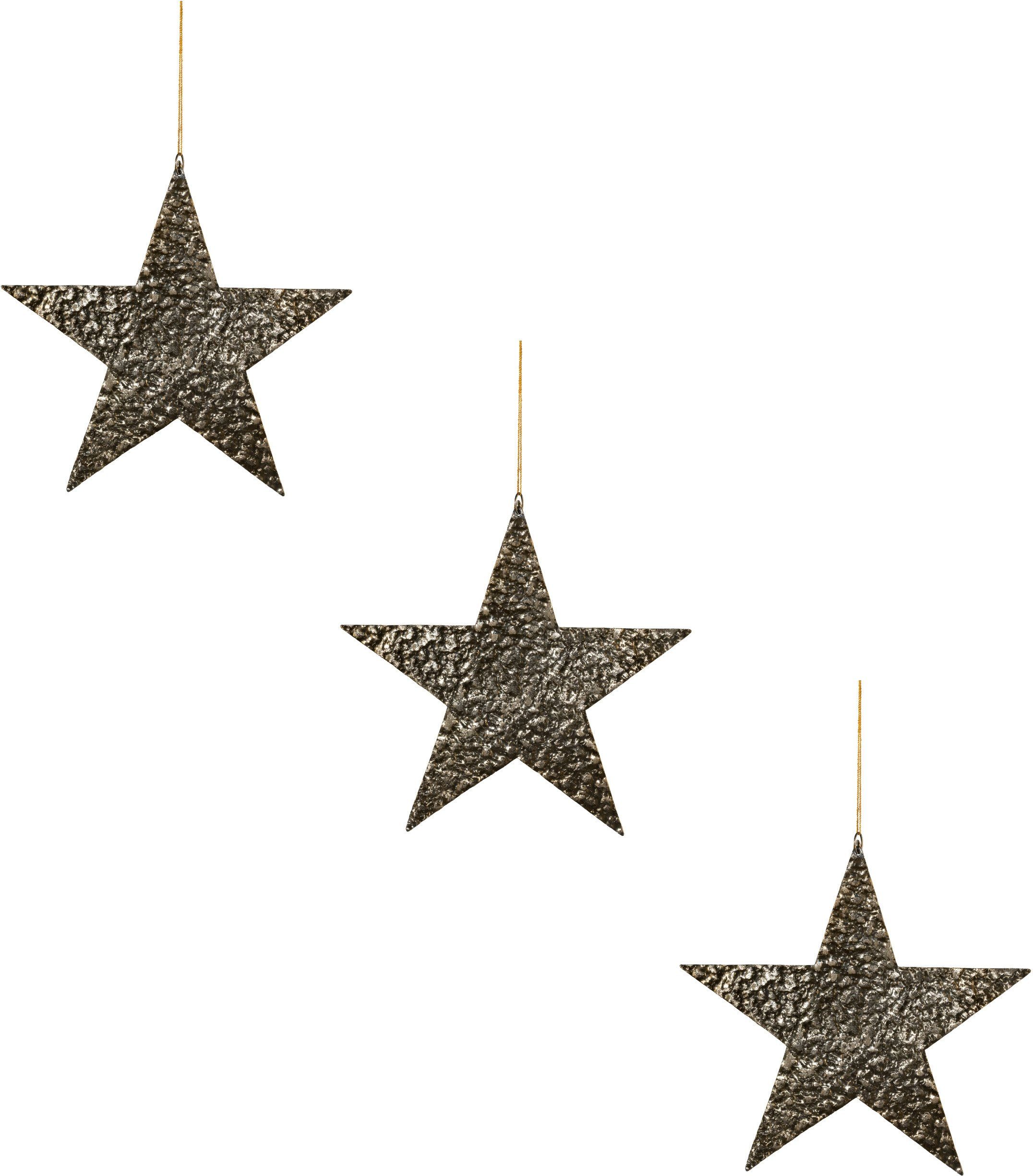 Creativ deco Dekostern Weihnachtsstern, Weihnachtsdeko, 3 St., aus Aluminium, Hängedekoration, 3er Set, Ø ca. 27 cm