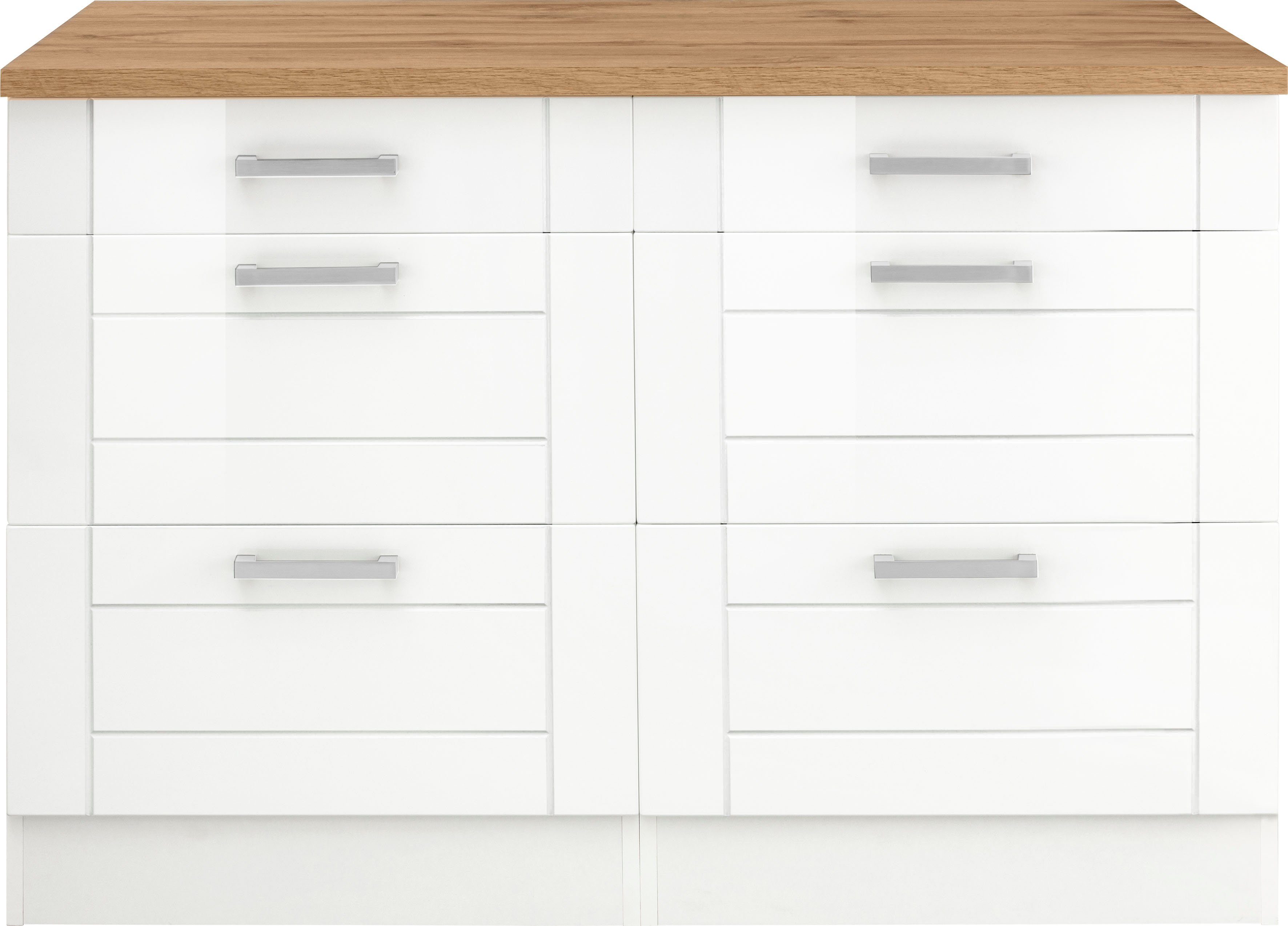 KOCHSTATION Unterschrank KS-Tinnum 120 cm breit, Metallgriffe, MDF Fronten, mit 2 Schubkästen