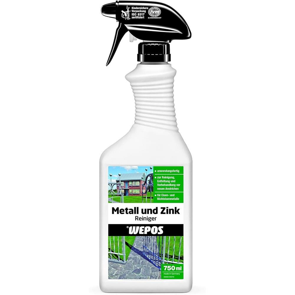 WEPOS CHEMIE GMBH Metall und Zink Reiniger 750 ml Metallreiniger Spezialreiniger Flüssigreiniger (Entfernt Fett, Öl, Ruß und ähnliche Verschmutzungen)