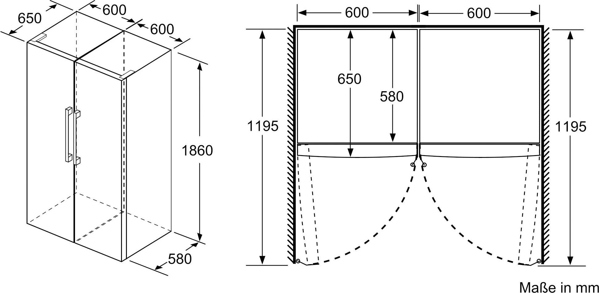 iQ300 cm 186 weiß KS36VVWEP, 60 hoch, SIEMENS cm breit Kühlschrank