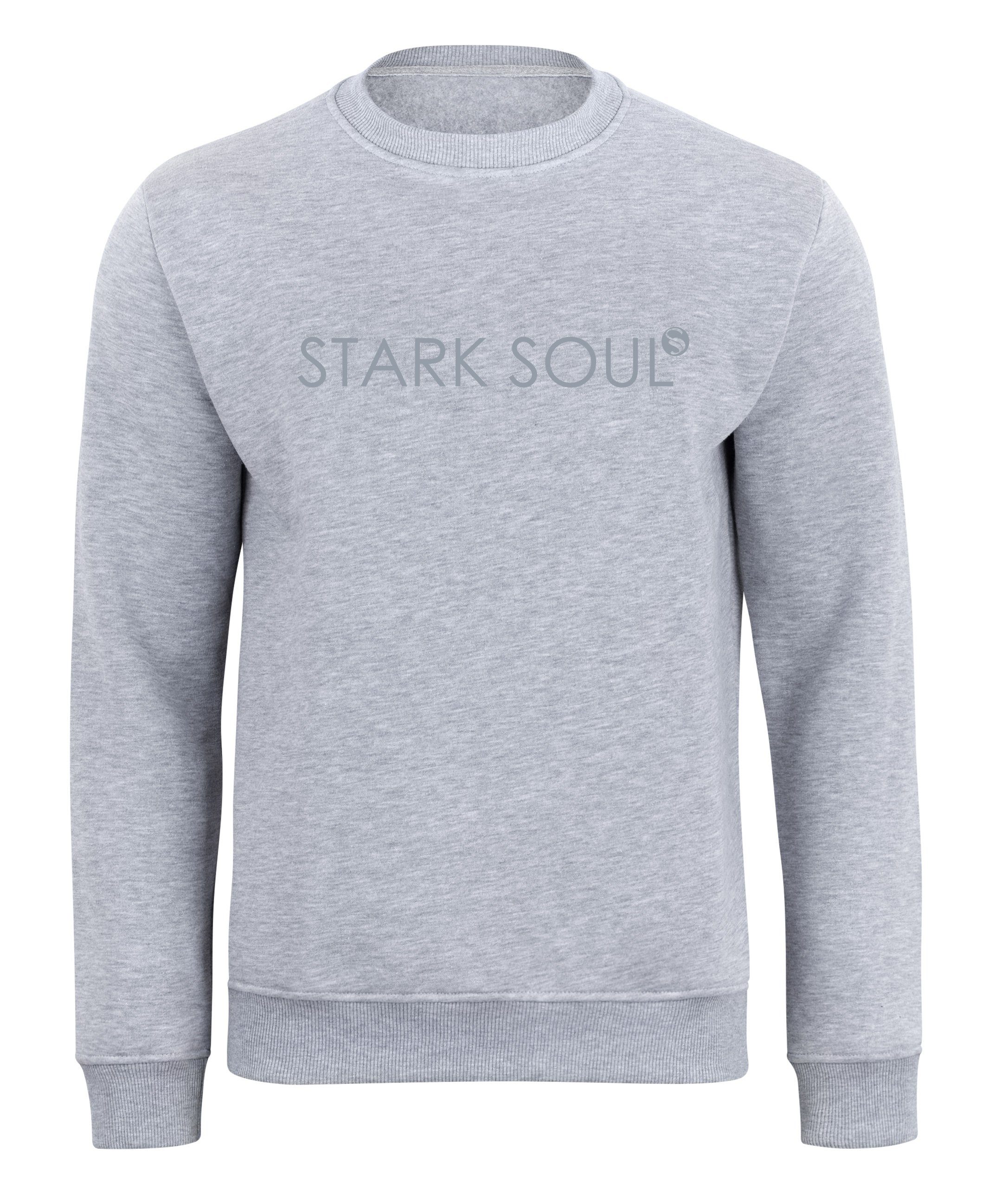 Stark Soul® Sweatshirt Innen Logoprint French-Terry-Rundhals-Sweatshirt, Grau-Melange angeraut mit