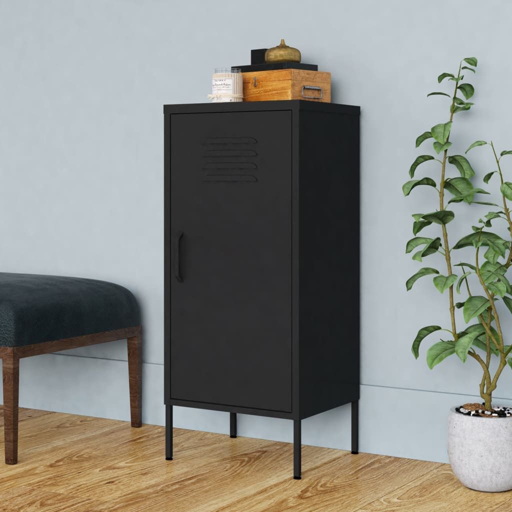 vidaXL Mehrzweckschrank Lagerschrank Schwarz 42,5x35x101,5 cm Stahl