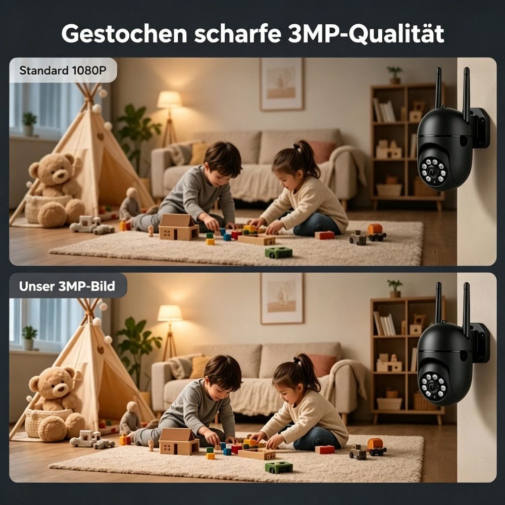 ANTCOOL Überwachungskamera 4er Set WLAN Kamera Innen/Außen, Personenerkennung, Nachtsicht (4-tlg) – Bild 4 von 5