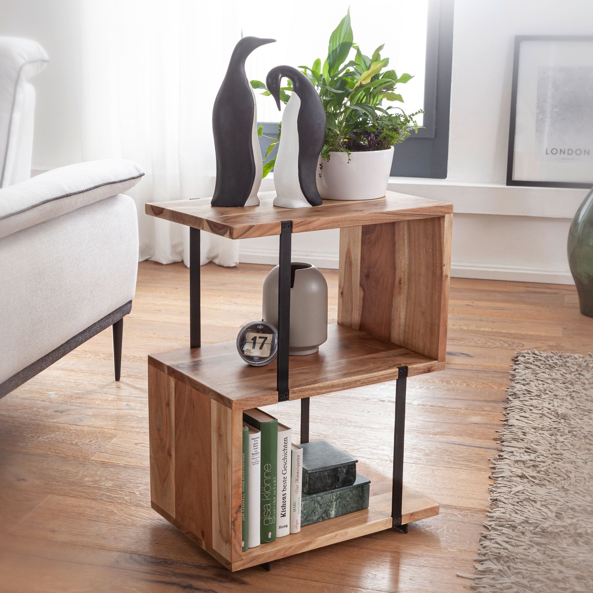 Wohnling Beistelltisch WL5.971 (S-Form 45x60x30cm Akazie günstig online kaufen