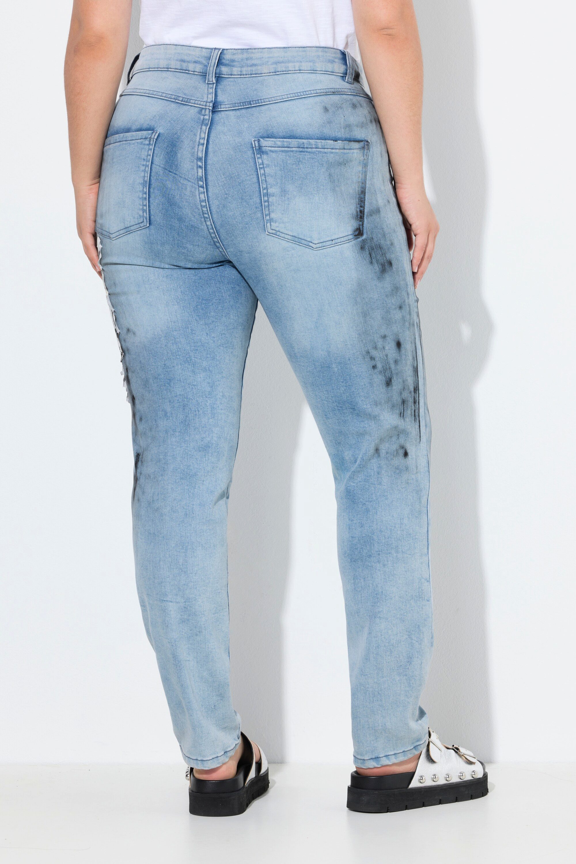 Angel of Style Röhrenjeans Slim-Jeans Emma Stretchdenim Leo-Applikation