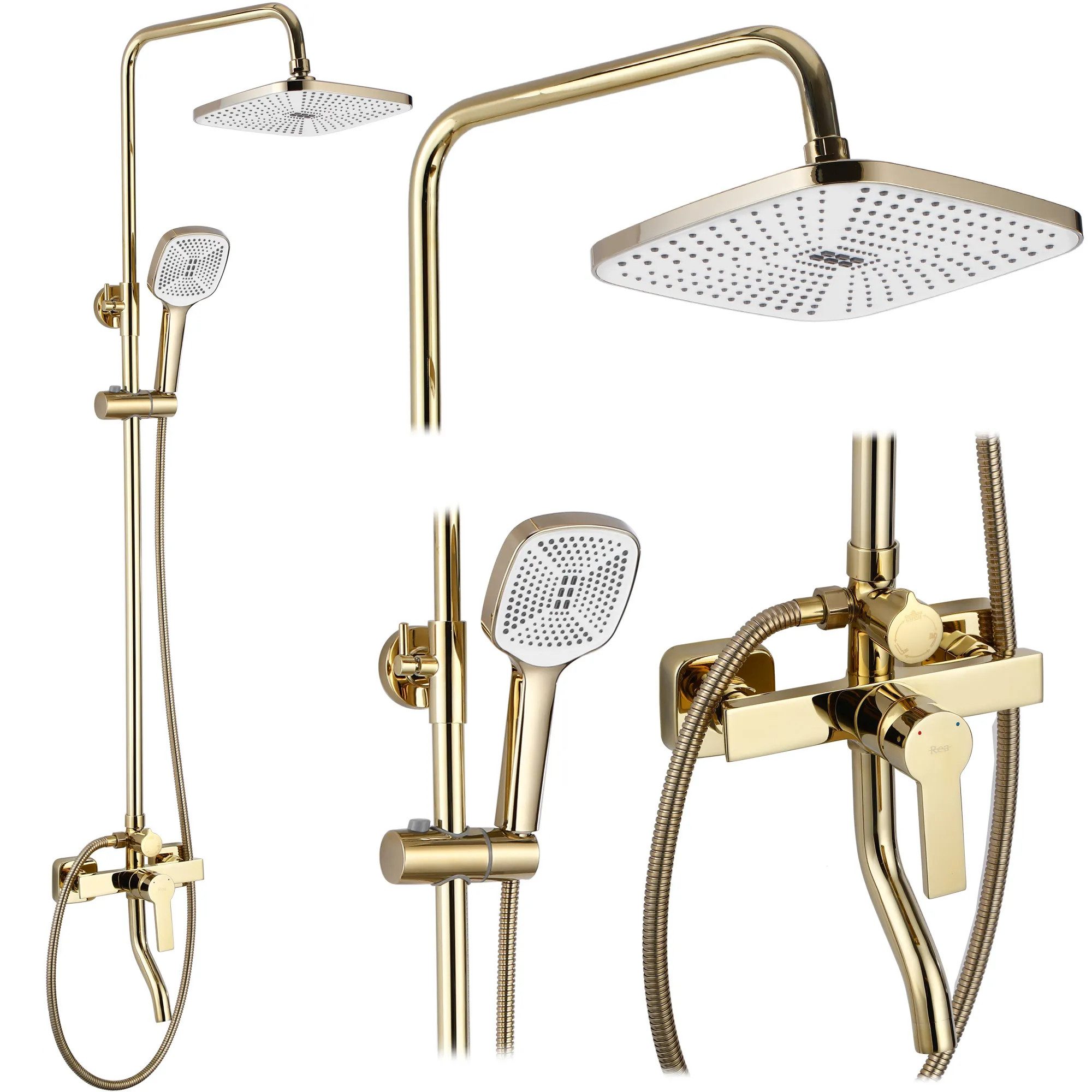 wohnwerk.idee Duschsystem Design Duscharmatur mit Regenbrause und Handbrause