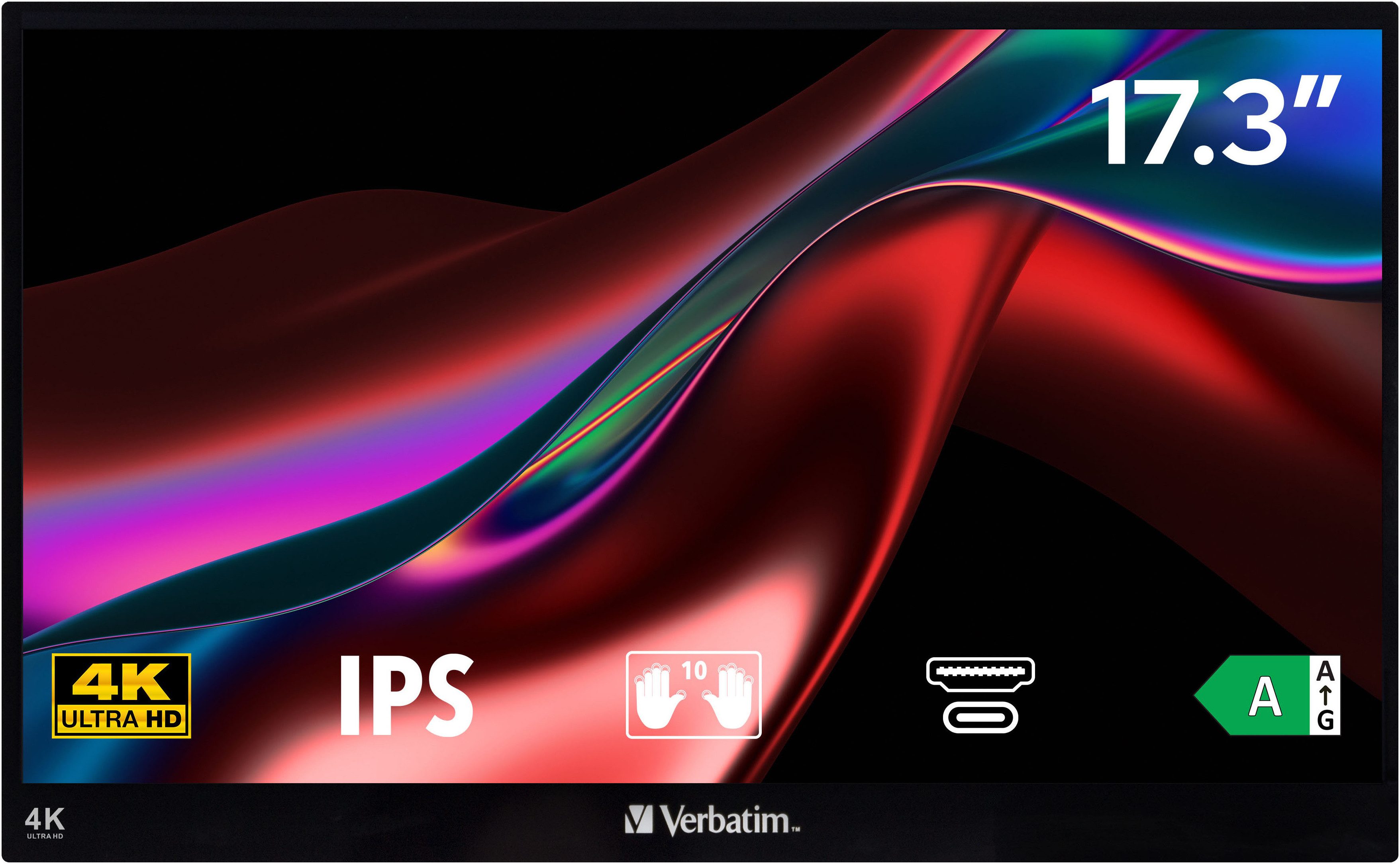 Verbatim 32239 Verbatim PMT-17-4K Portabler Monitor (44 cm/17 ", 3840 x 2160 px, 4K Ultra HD, 60 Hz, IPS)