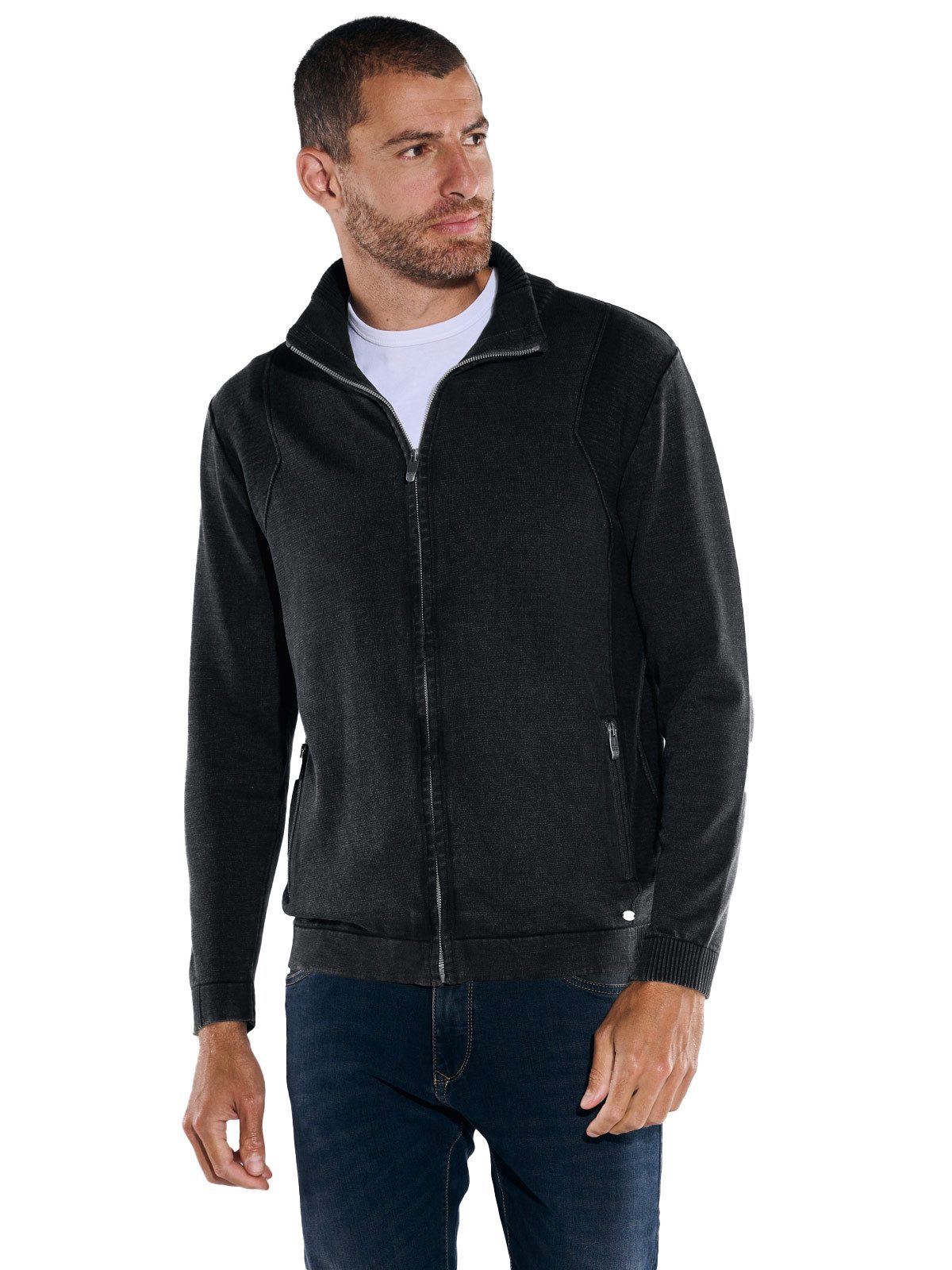 Engbers Cardigan Herren Cardigan mit Zipper, Schwarz