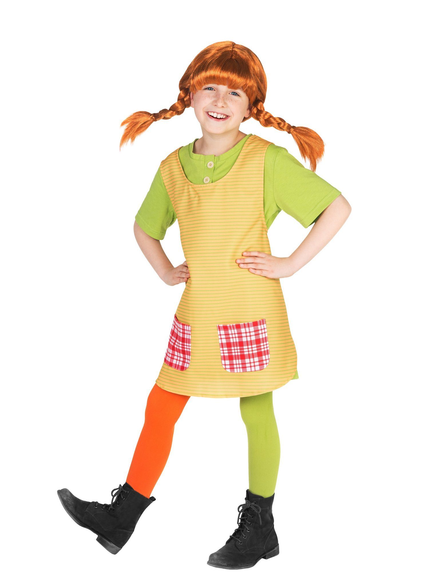 Maskworld Kostüm Pippi Langstrumpf Kinderkostüm - für Fasching, Richtig stark: den Filmen originalgetreu nachempfunden und weltweit al