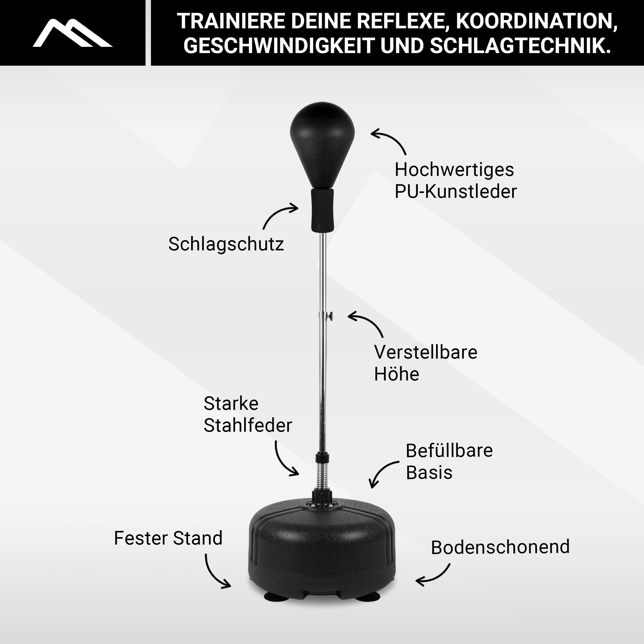 MSports® Punchingball Punchingball I Höhenverstellbarer Standbox-Trainer inkl. Boxbirne