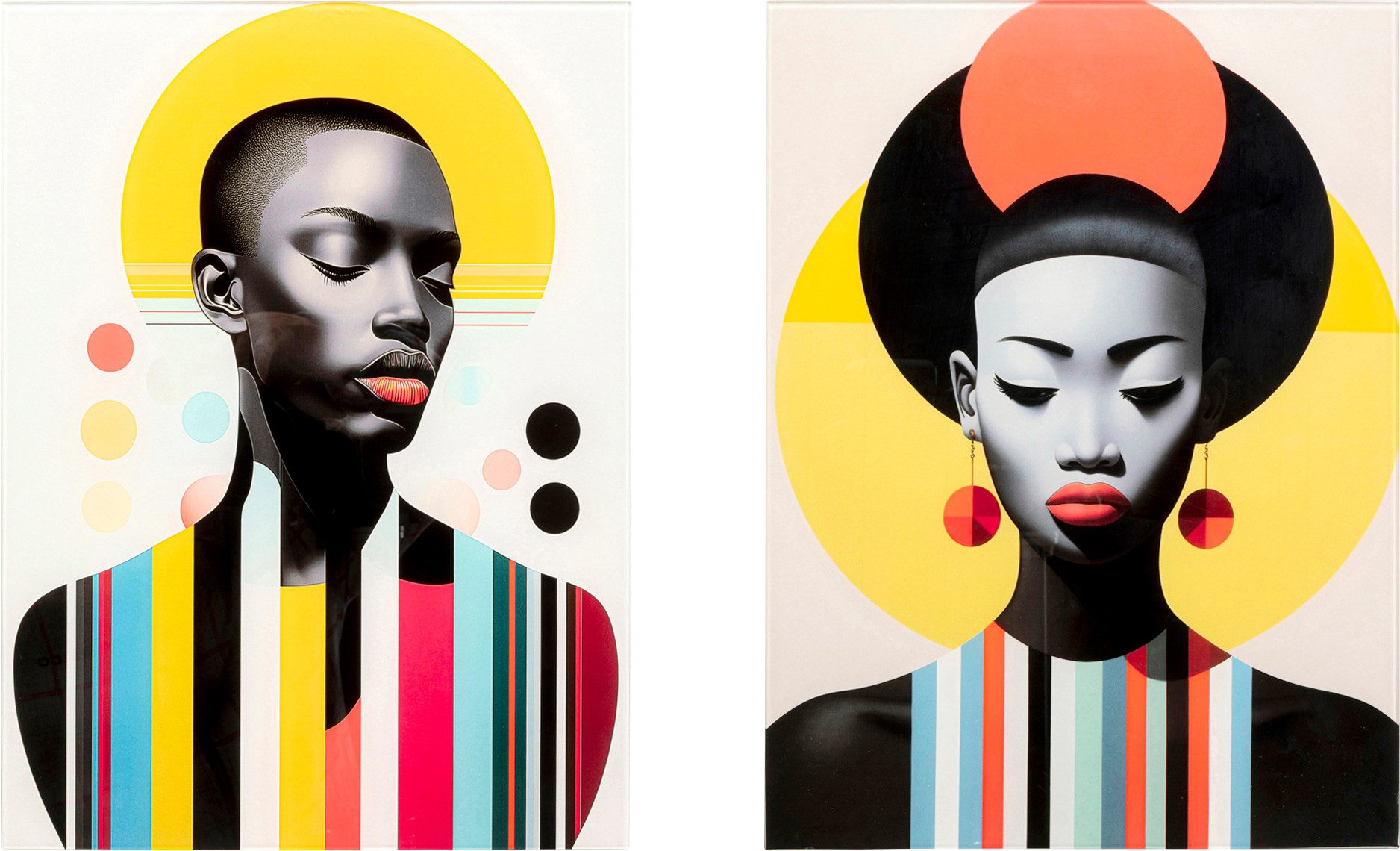 Kare Design Glasbild Muse Retro Lady 30x40cm, (Set, 2 St)