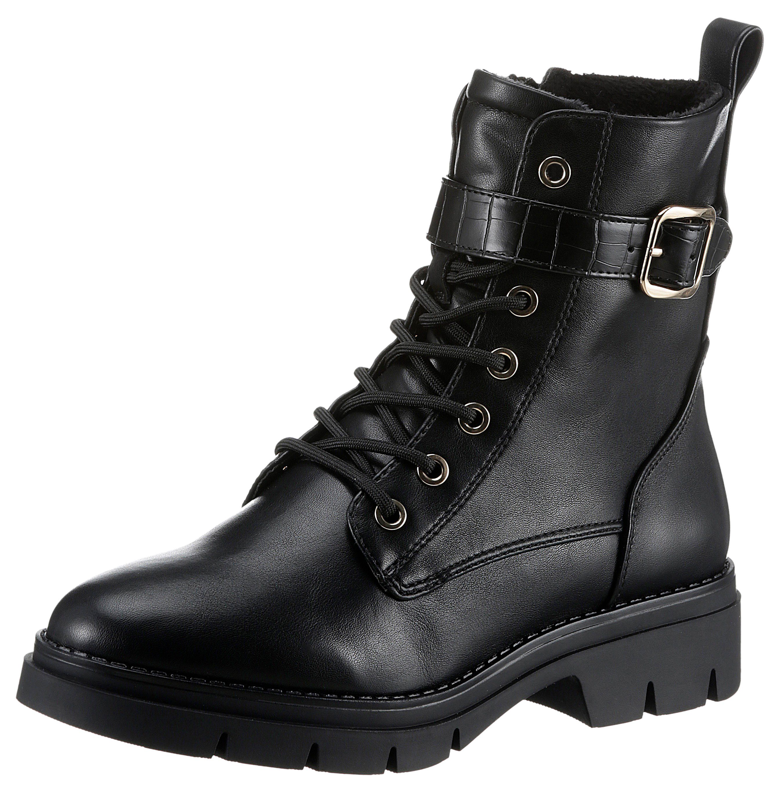 Tamaris Schnürboots mit Zierriemchen in Reptilienprägung günstig online kaufen