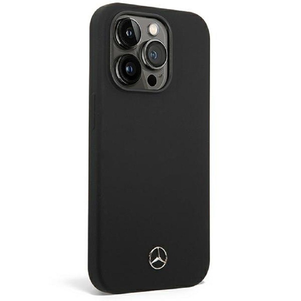 Mercedes Handyhülle Case iPhone 14 Pro Silikon schwarz Stern Logo 6,1 Zoll, Kantenschutz