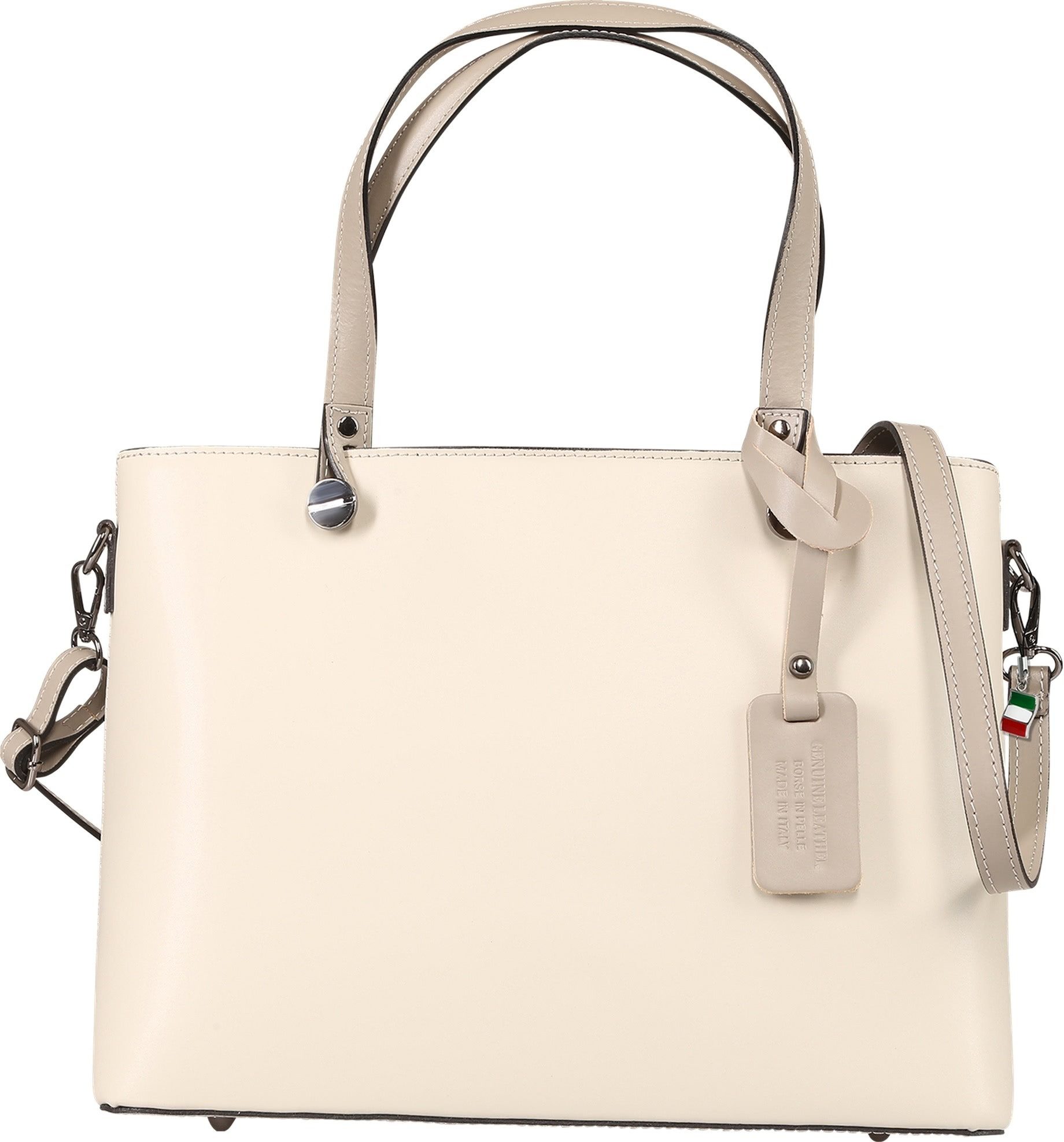 FLORENCE Schultertasche Florence Damen Schultertasche Tote Bag (Schultertasche), Damen Schultertasche Leder, beige, grau ca. 28cm hoch