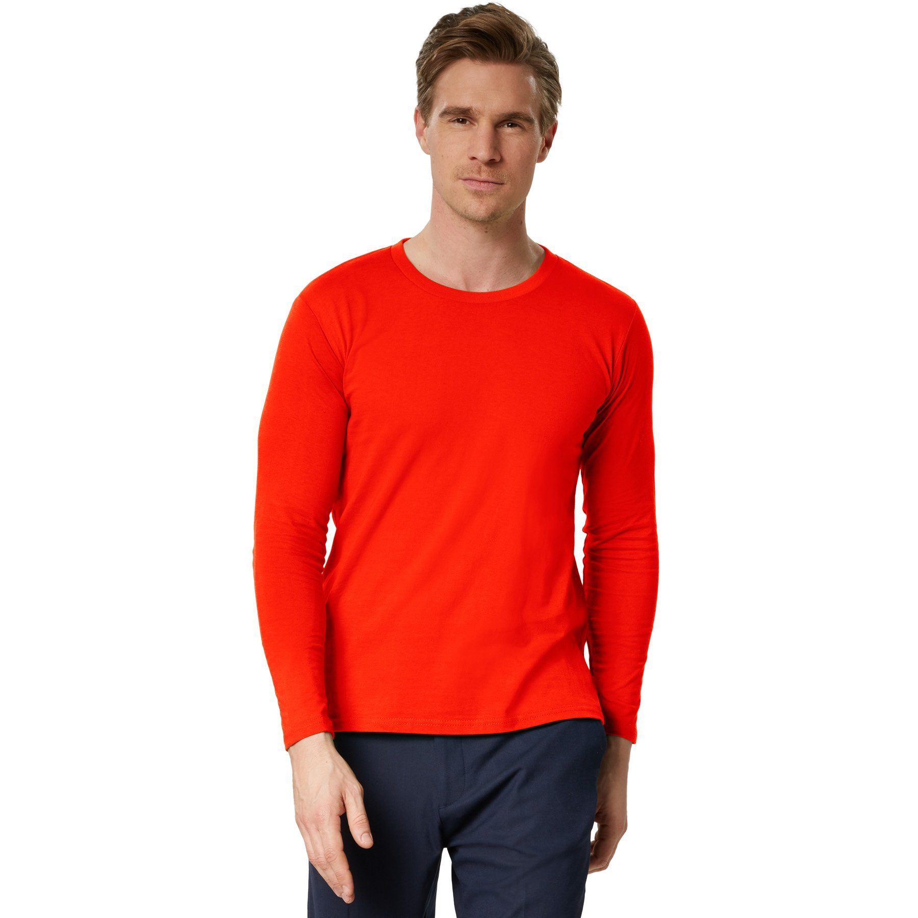 dressforfun Longsleeve Langarm-Shirt Männer rot Rundhals