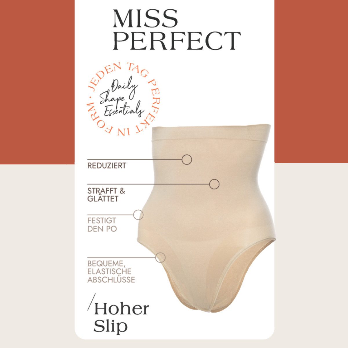 Miss Perfect Miederhose 36811 formgebend und nahtlos mit hoher Taille in Größe XS-2XL (36-46)