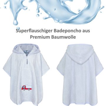 Smithy Badeponcho mit Auto aus Premium Baumwolle, Frottee, Druckknopf am Armloch