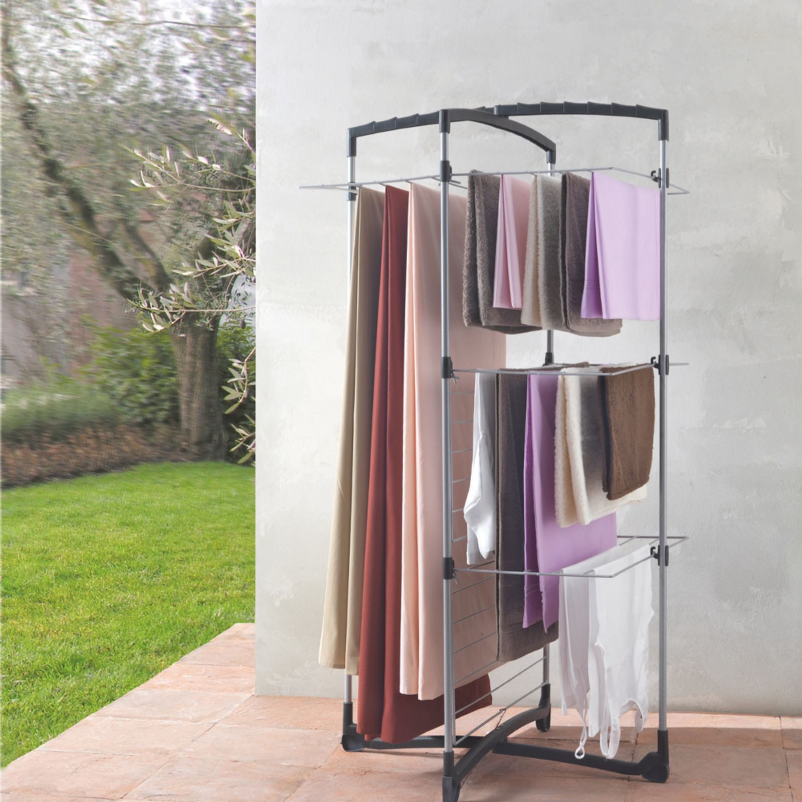 Metaltex Wäscheständer Turmwäschetrockner Fortino 25 m METALTEX silber klappbar 64x69x134 cm