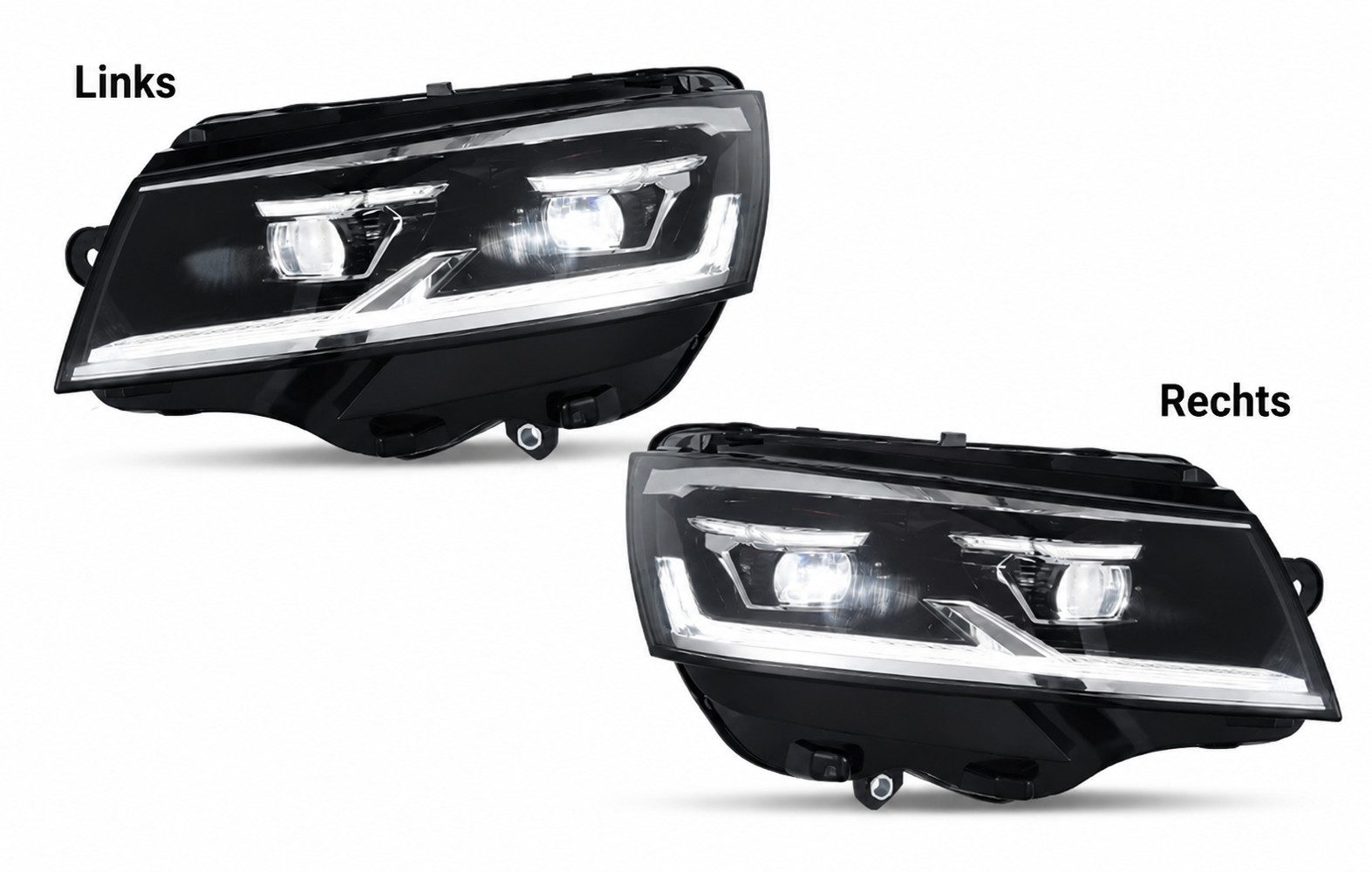 LLCTOOLS KFZ-Ersatzleuchte Voll LED Scheinwerfer Passend für Volkswagen T6.1 19–24 Schwarz, LED, Voll LED, Plug & Play, E-Prüfzeichen