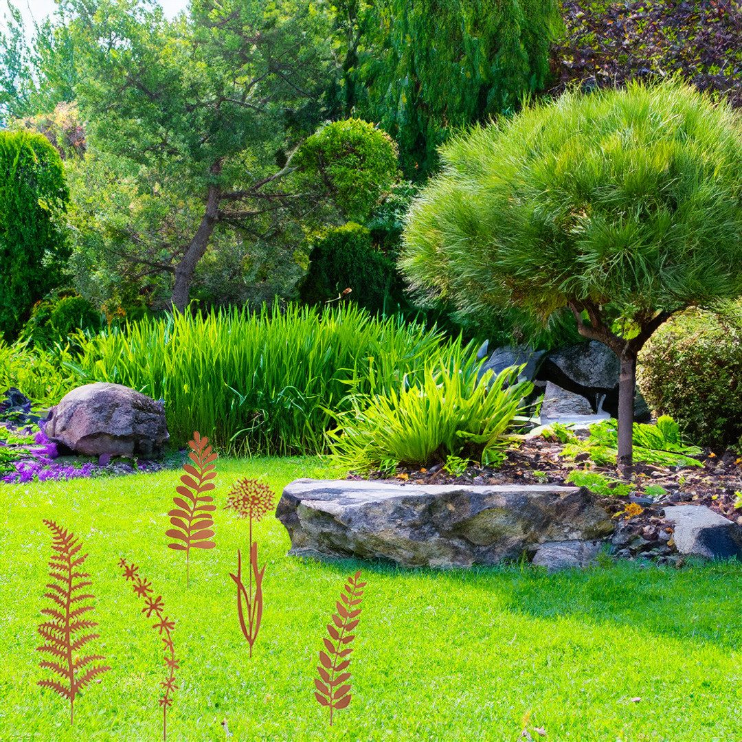 Kobolo Gartenstecker Dekostecker GRESS in Rostoptik 5er Set (1 Set, 5-St., günstig online kaufen