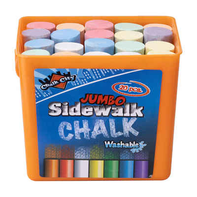Chalk City Malkreide Kinder Tafelkreide für draußen: 20 Stück, 7 verschiedene Farben, (1-tlg), Outdoor Tafelkreide für Kinder: 20 Stück, 7 Farben