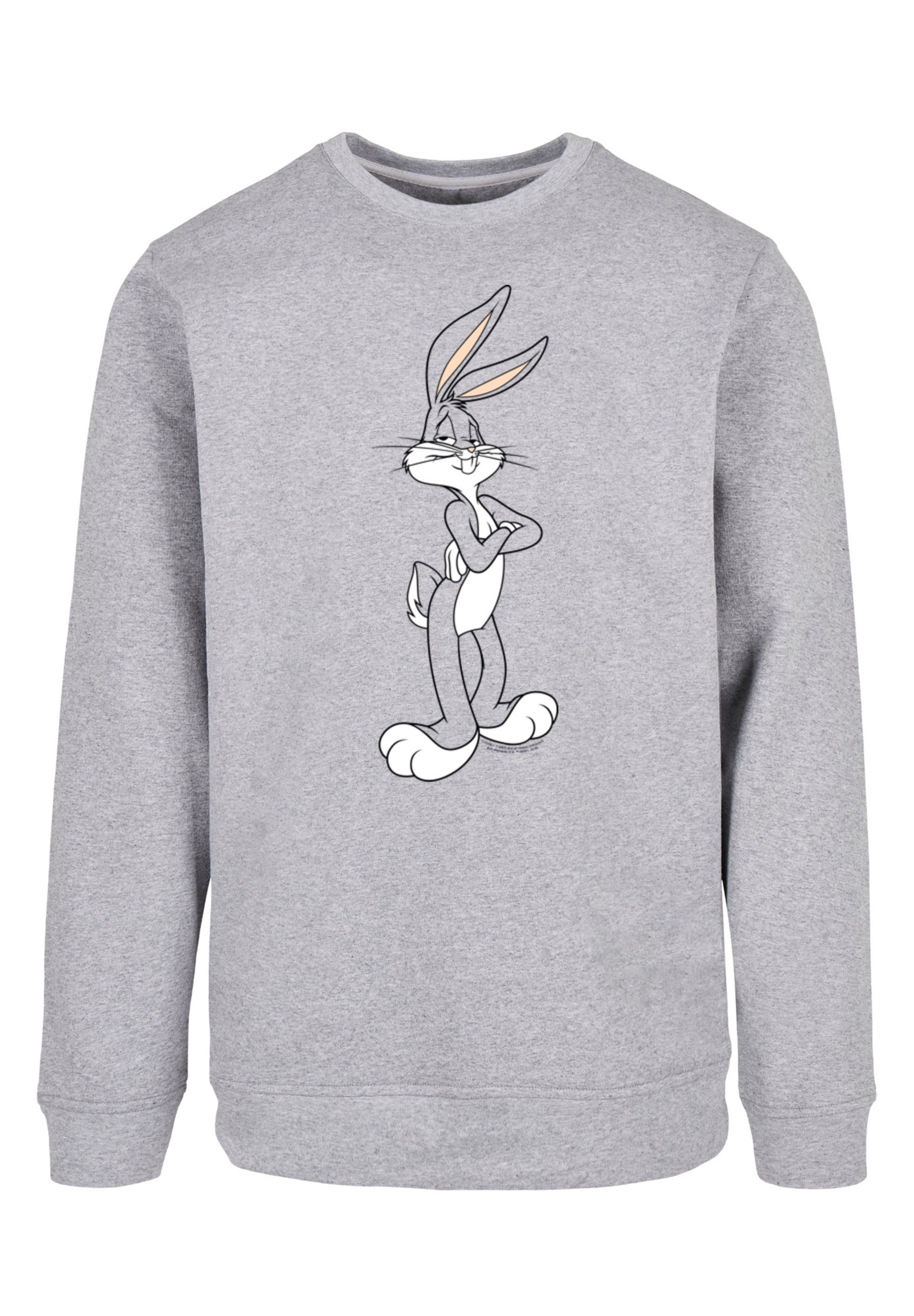 (1-tlg) F4NT4STIC Basic Herren Looney Arms Kapuzenpullover Crewneck Crossed with Tunes Bunny Bugs