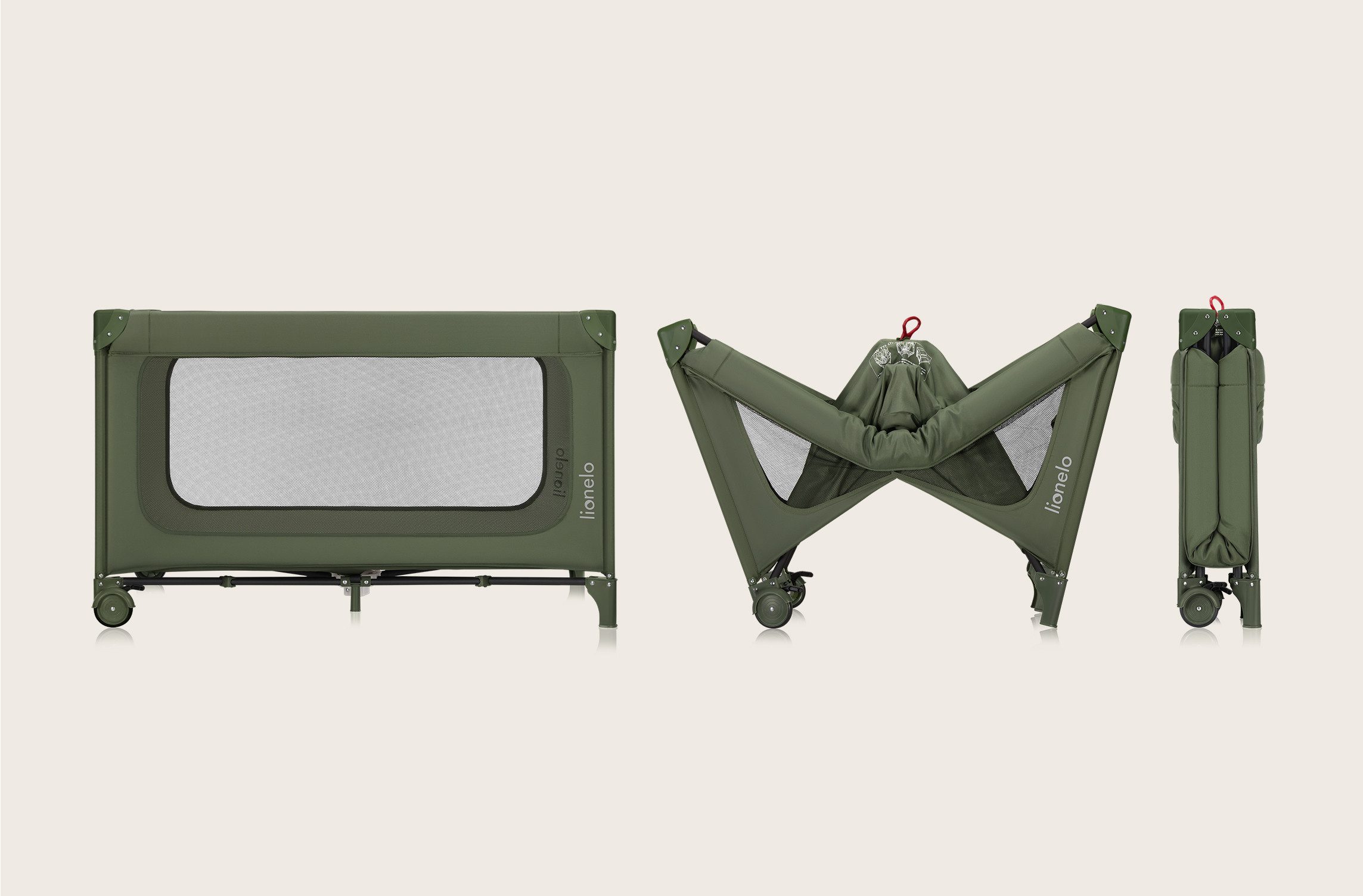 lionelo Baby-Reisebett JASMIN EASY FOLD, Easy-Fold-System / Sekundenschnelles Klappen / Werkzeuglos