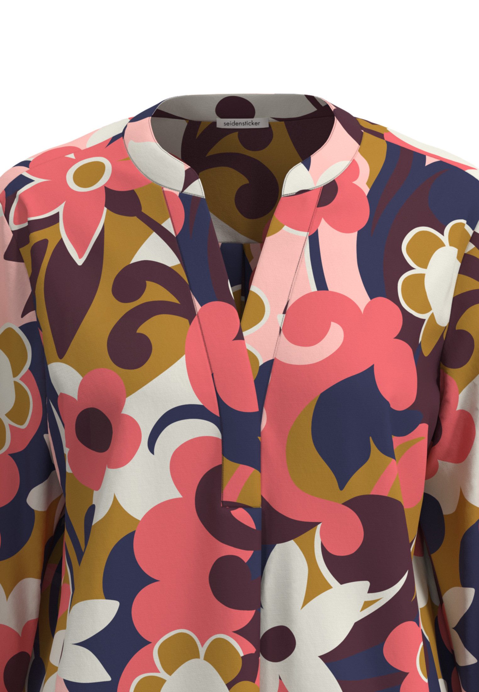 seidensticker Klassische Bluse Schwarze Rose Tunika Floral – Bild 4 von 5